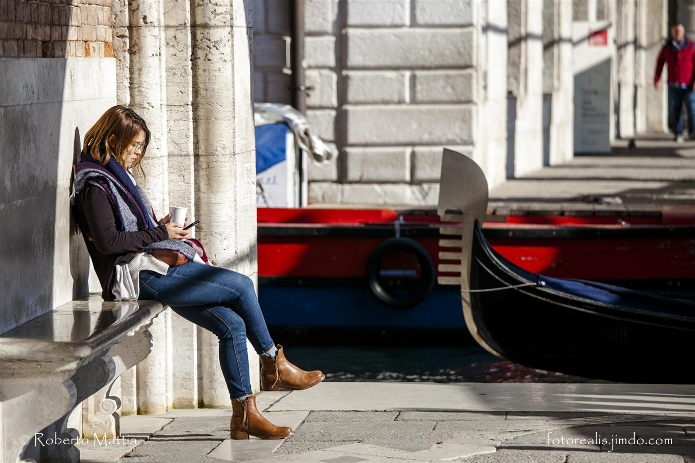 Woman reading cellphone