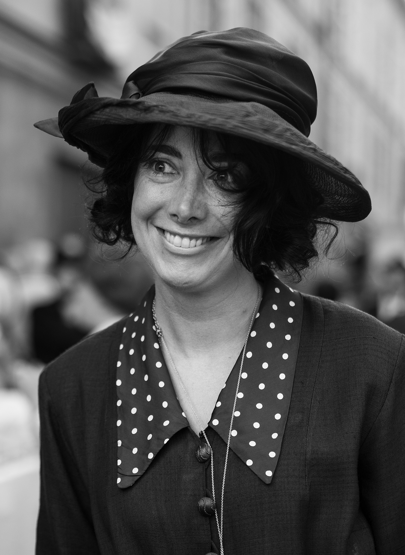 A smile at polka dots.