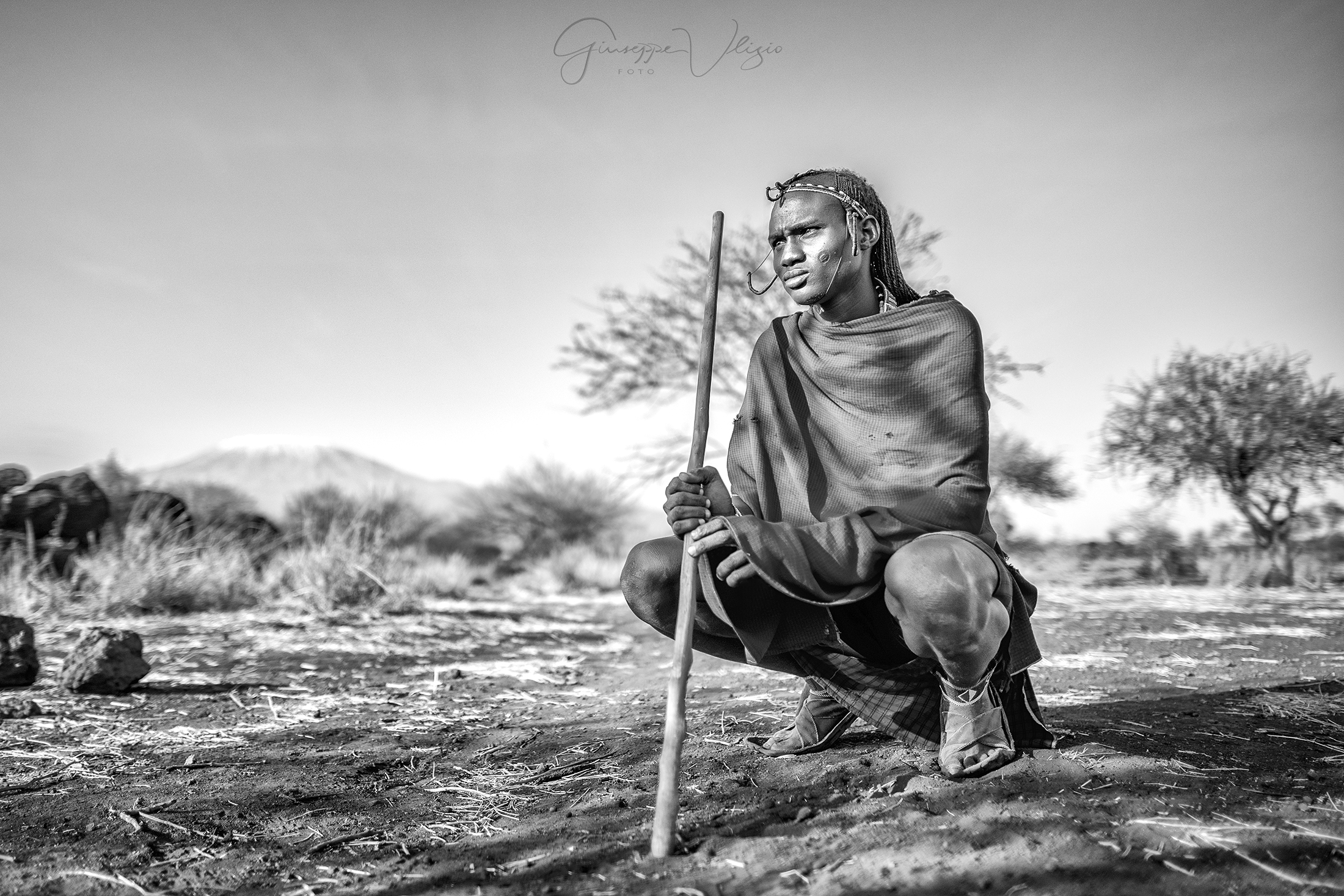 Young Masai at the foot of Kilimanjaro