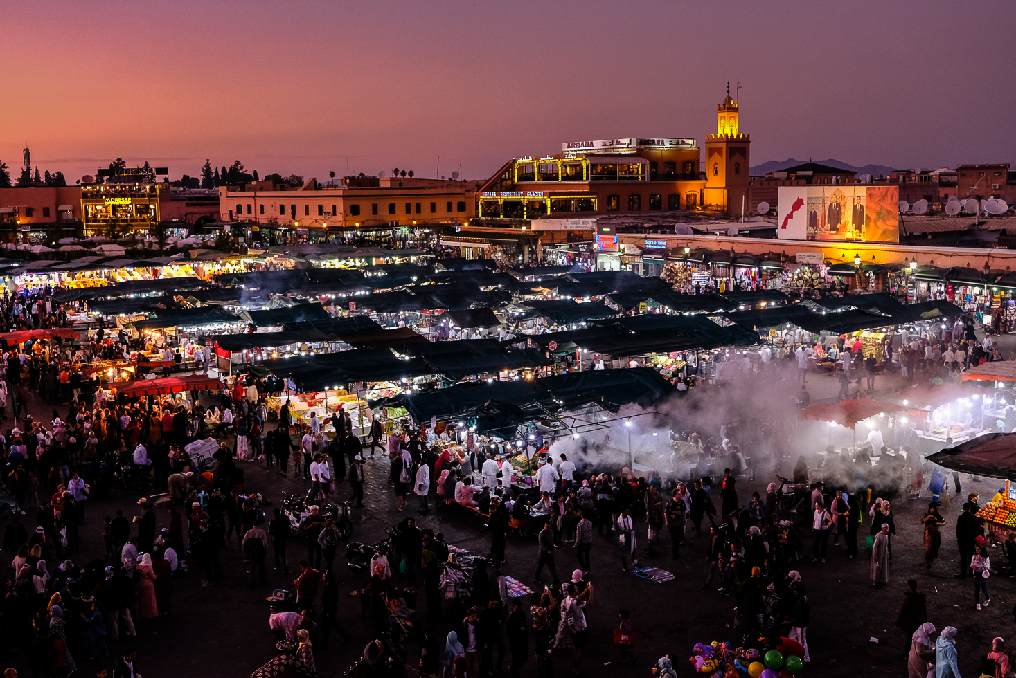 Tramonto sulla piazza di Marrakech