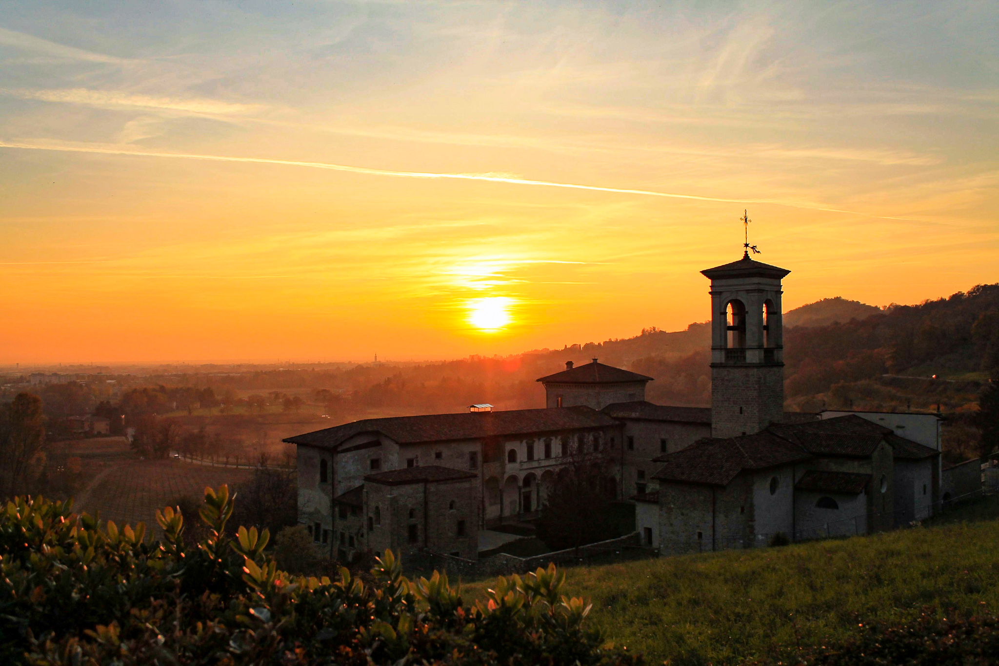 The monastery of Astino in the light of the sunset