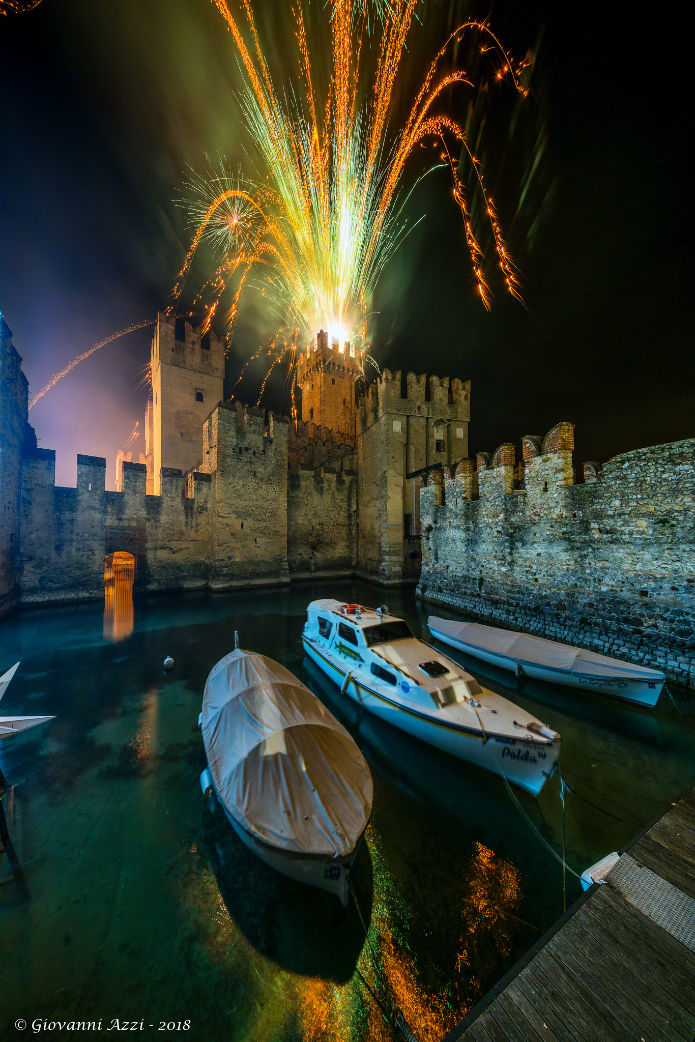 Fire of the castle of Sirmione