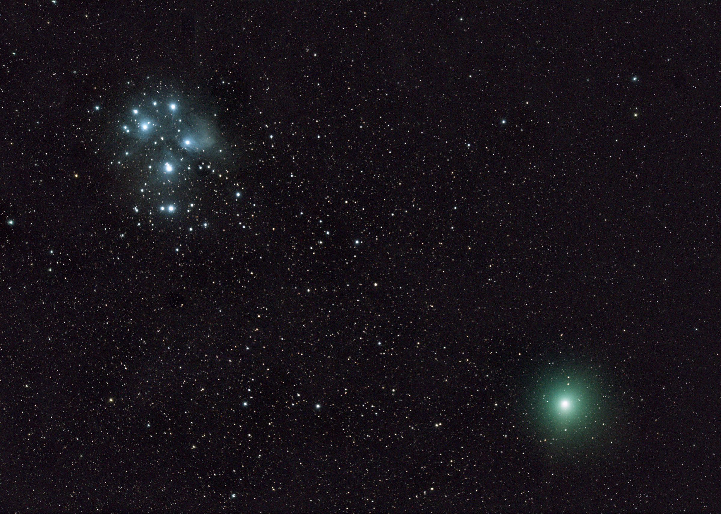 la cometa di Natale Wirtanen incontra le Pleiadi