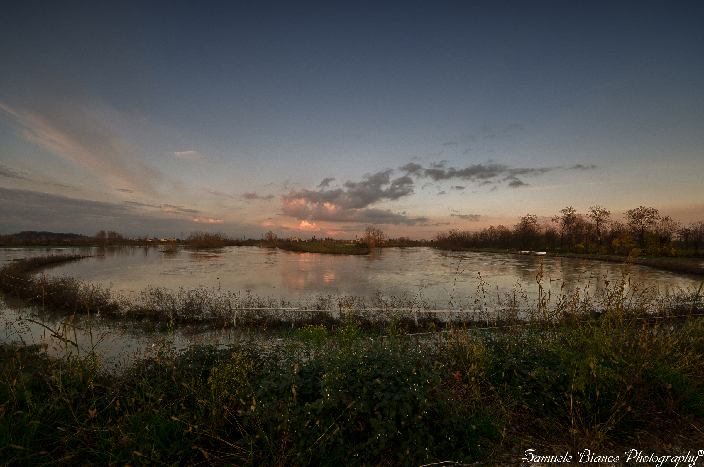 The bend in the river during the flood Bacchiglione