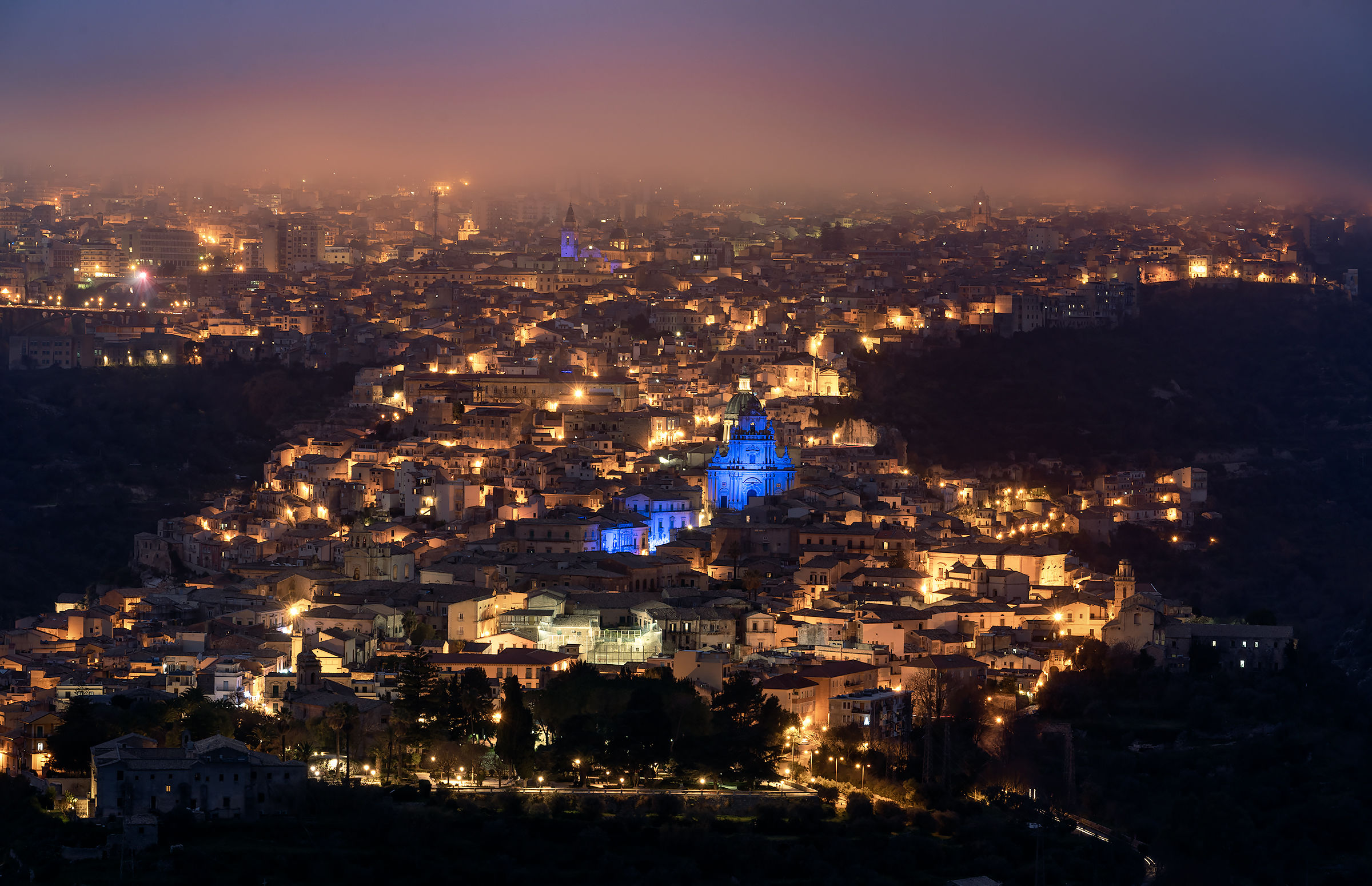 Ragusa Ibla Overview in Christmas version