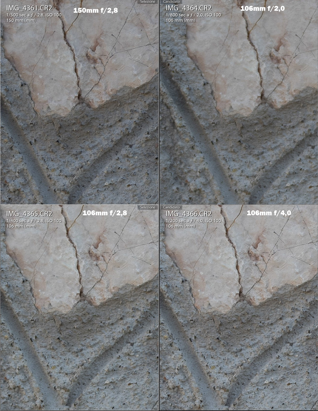 Comparazione Sigma 150mm con e senza Viltrox centro