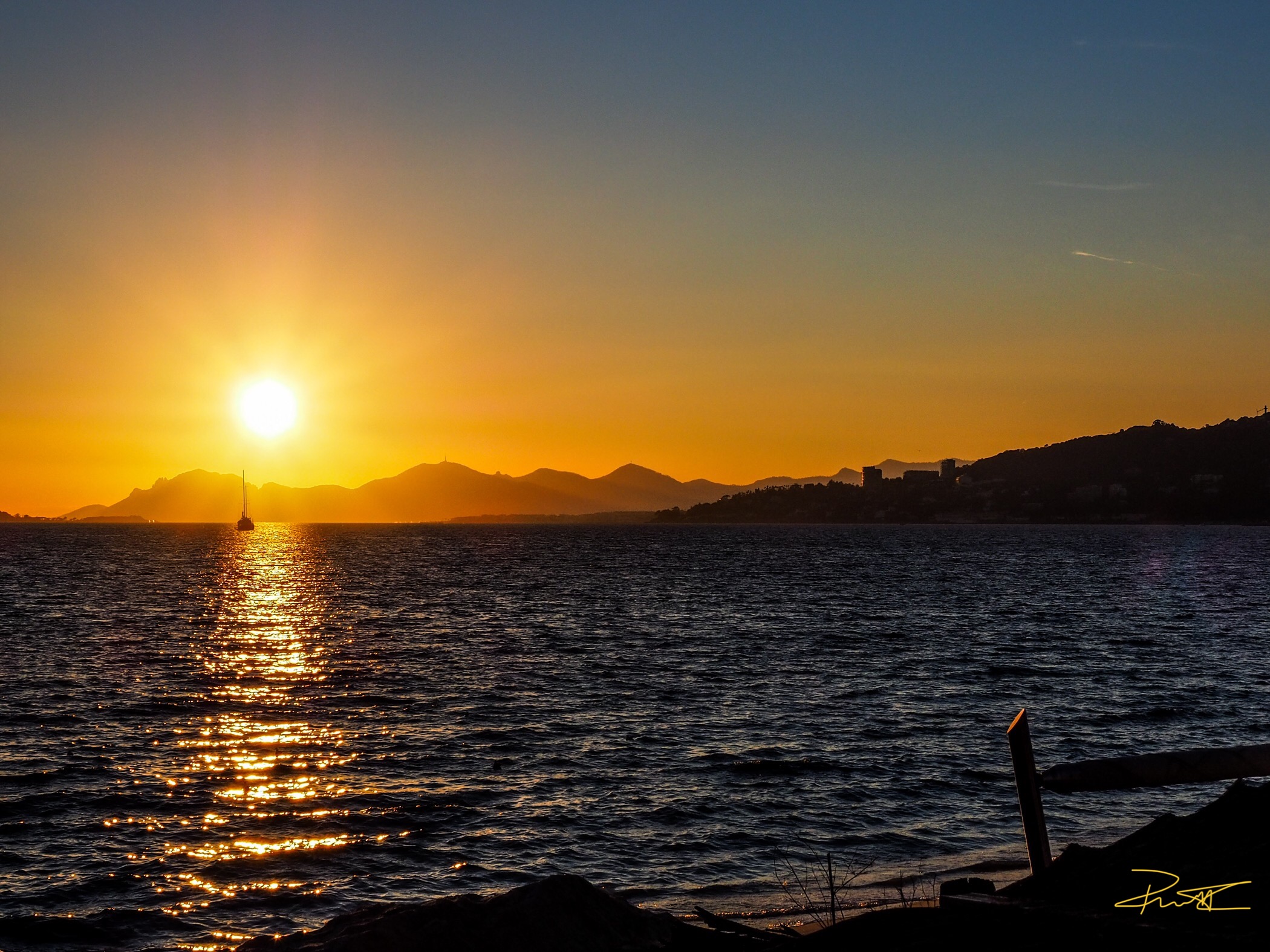 Winter sunset on the French Riviera
