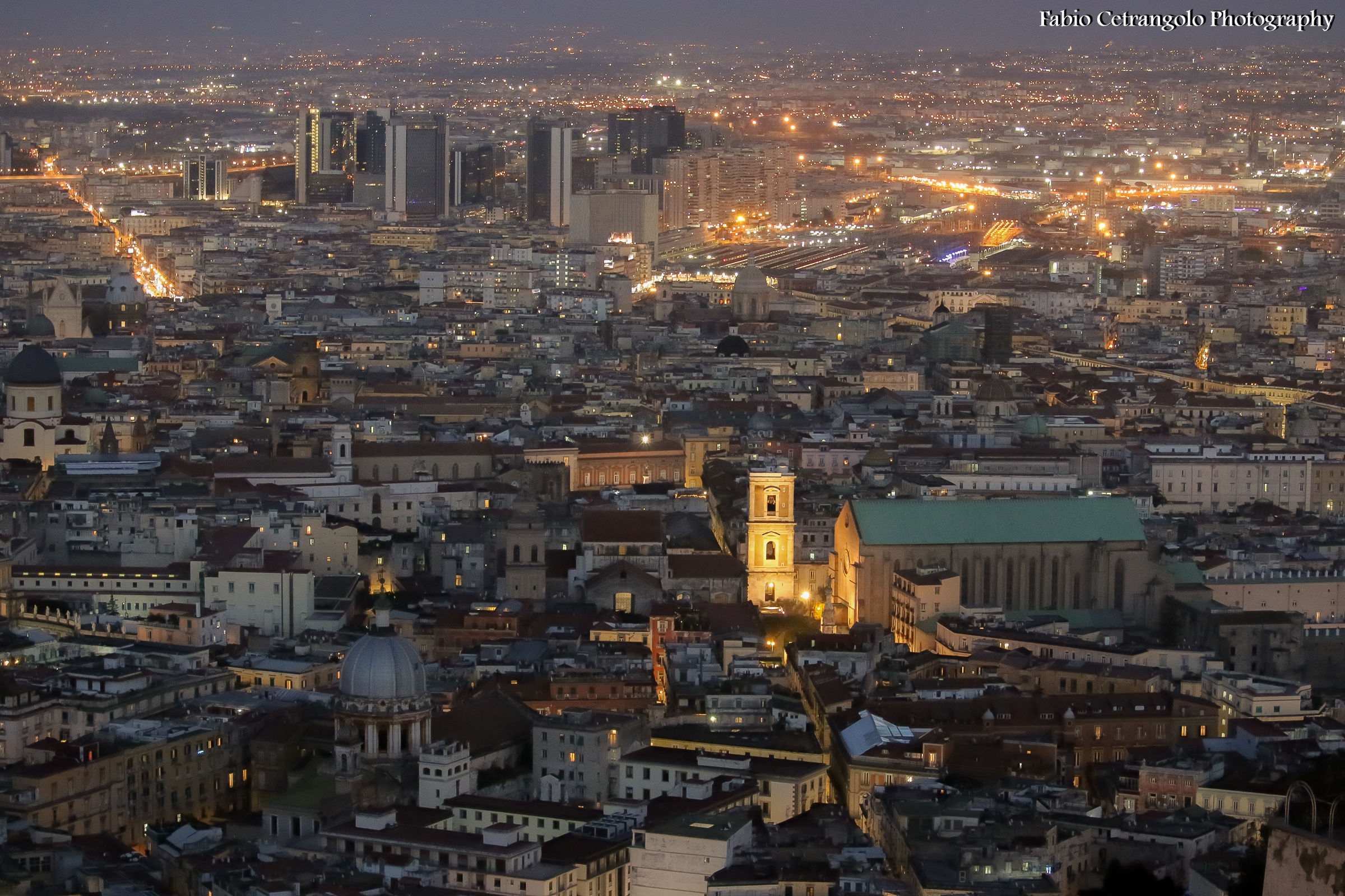 Naples at night. Highlights: Monastery of St. Clare