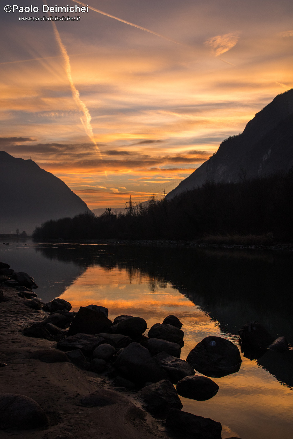 First sunset of the year on the Adige River