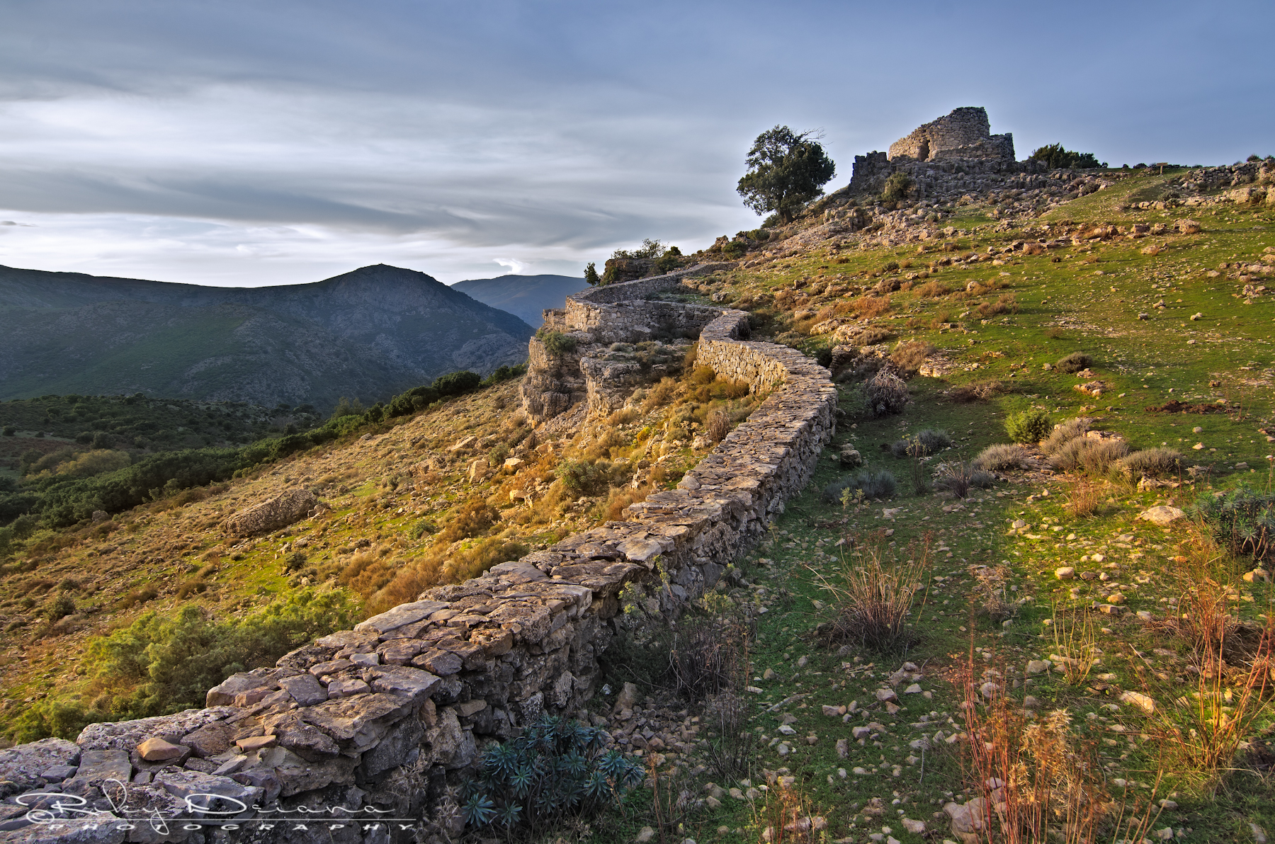 Sunset over nuraghe Ardasai