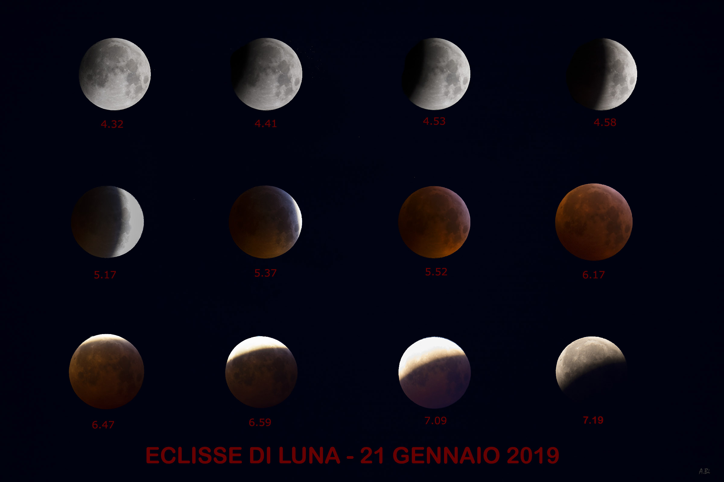 The phases of the eclipse of the 21.1.19