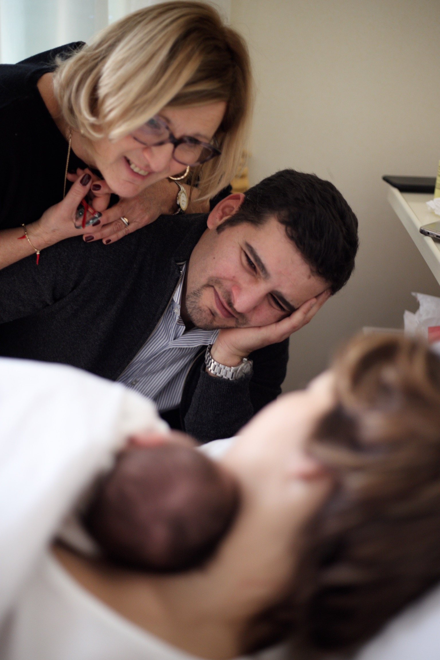 Grandmother and dad in contemplation