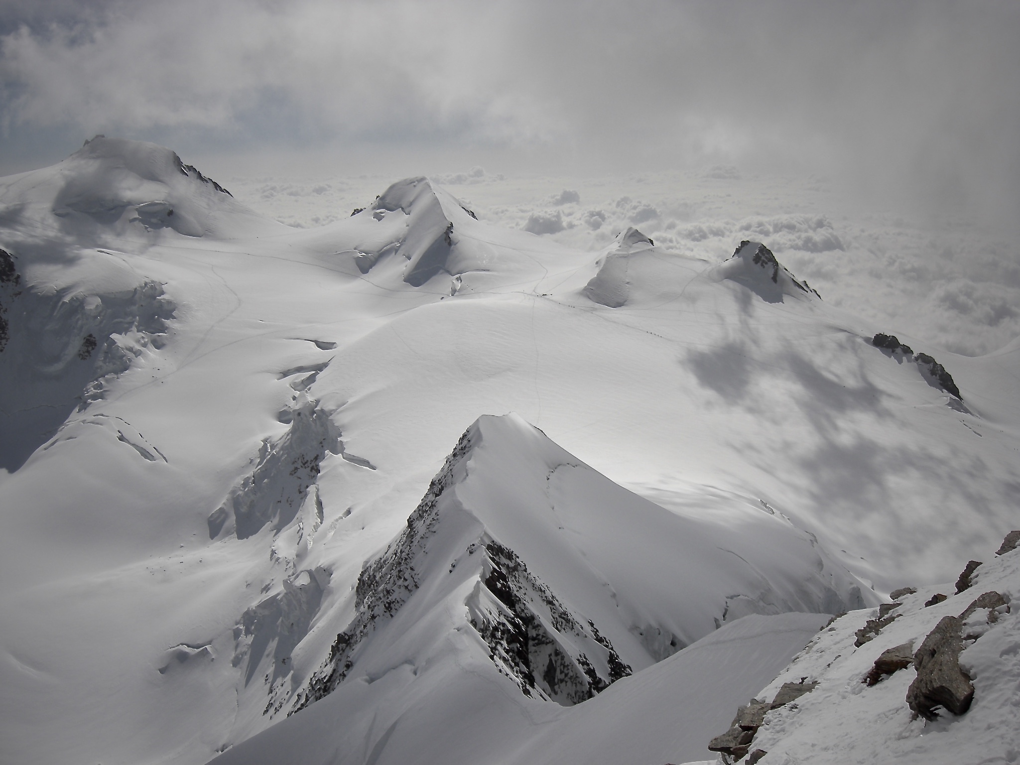 Dalla cima del Lyskamm (monte Rosa 4500 m.)