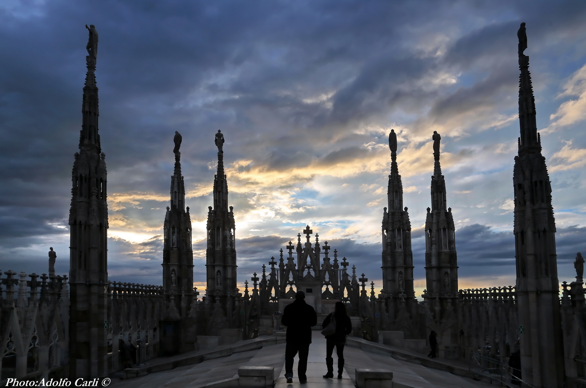 Italy-Milan The Dome Rooftop among the spires