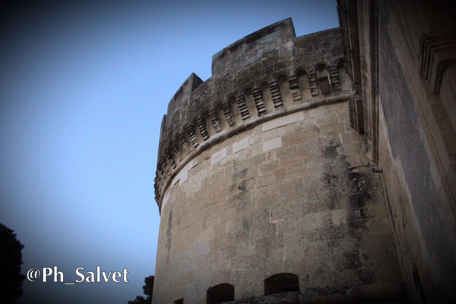 Detail of the Tower of the castle of Acaya (LECCE)