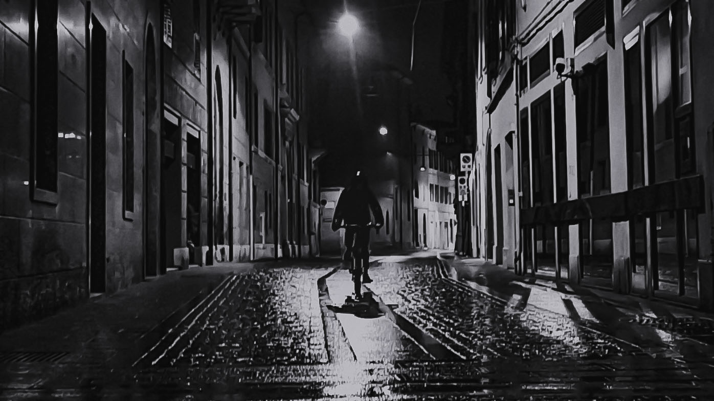 The dark cyclist
