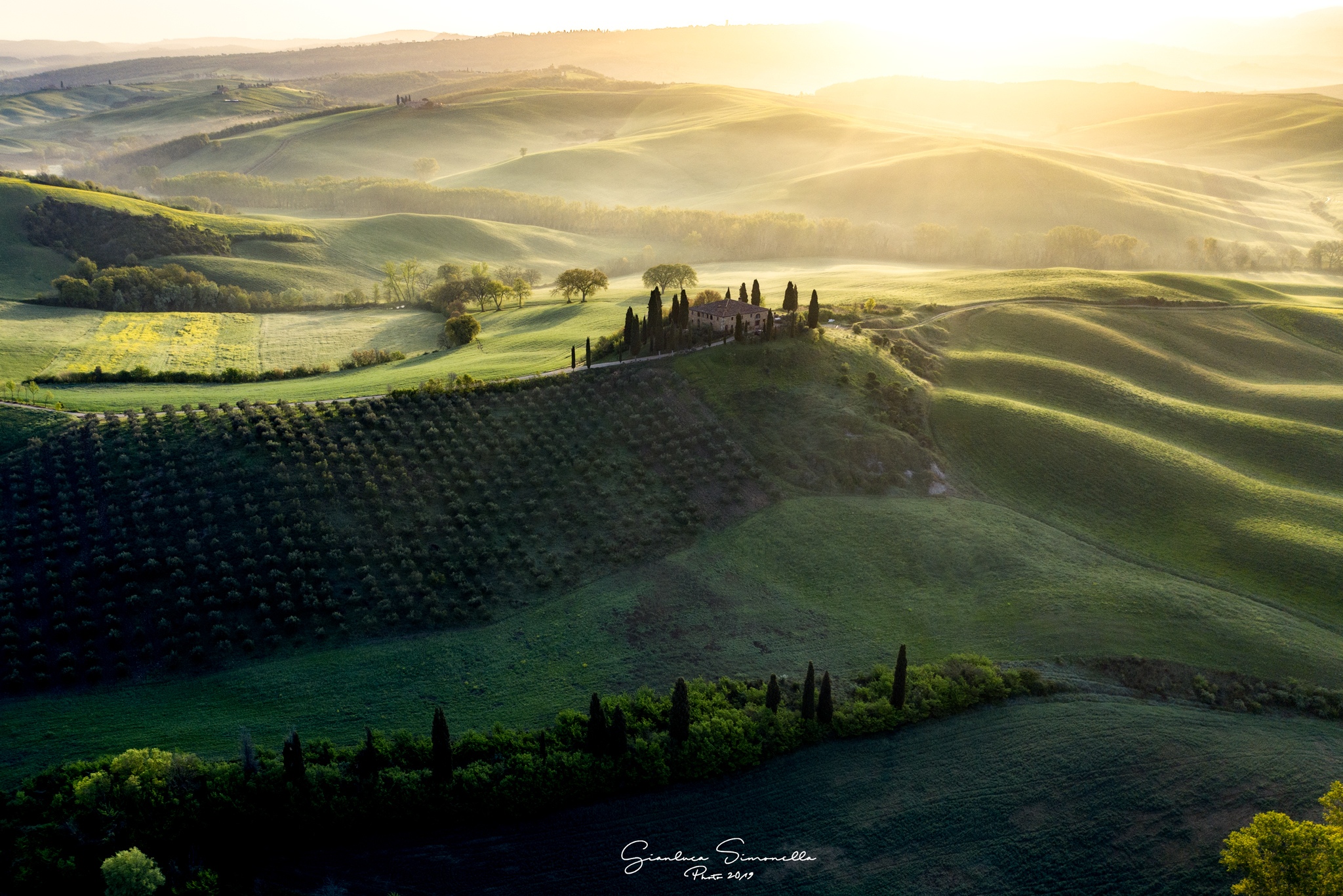 First lights in Val d'orcia