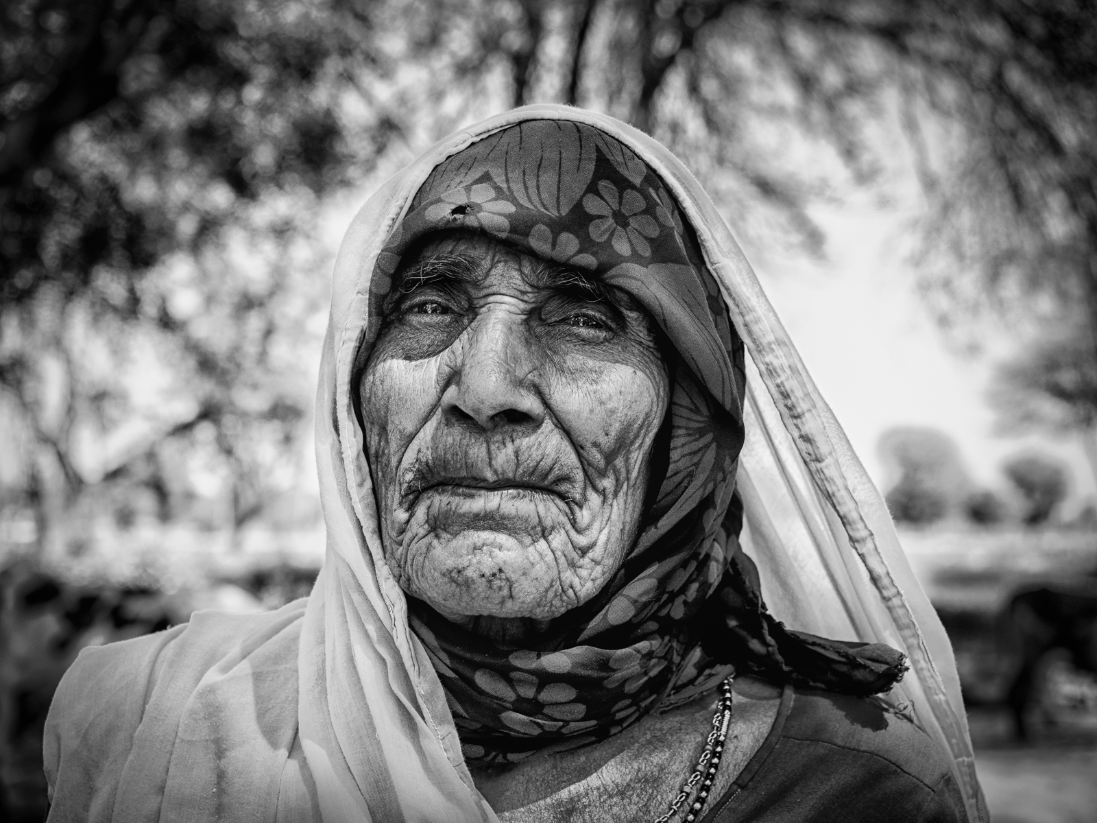 Old woman in an Indian village