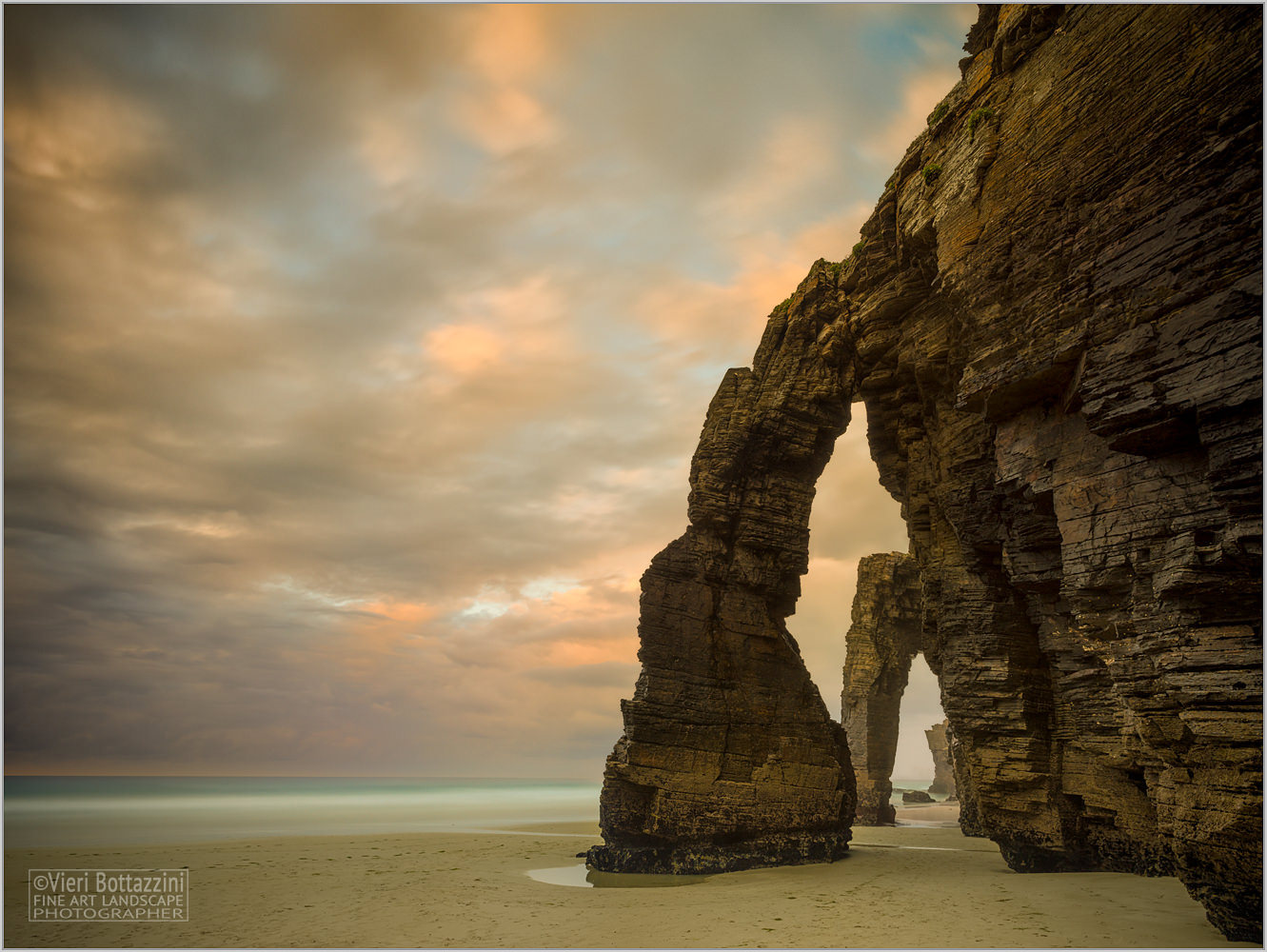 Sunset at As Catedrais, Galicia
