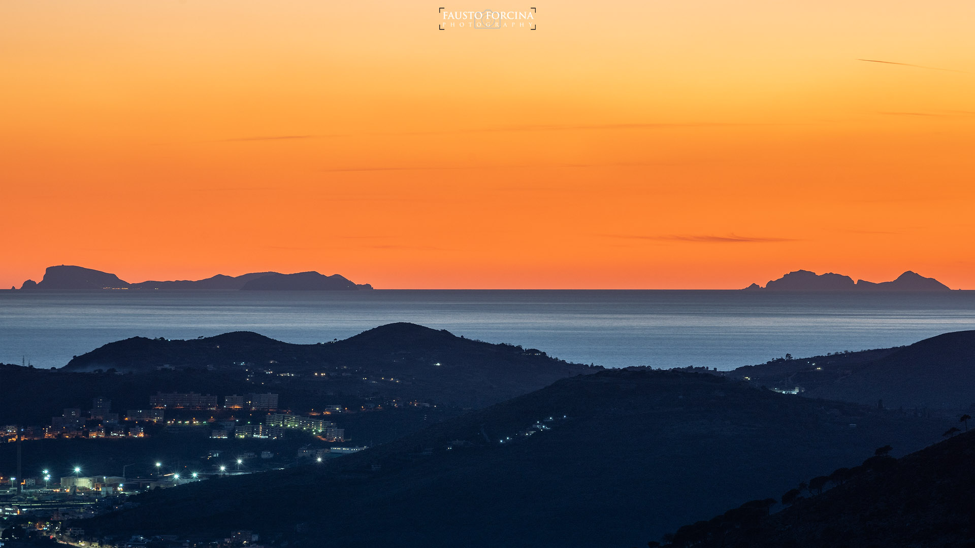 Ponza and Palmarola seen from Formia Castellonorato