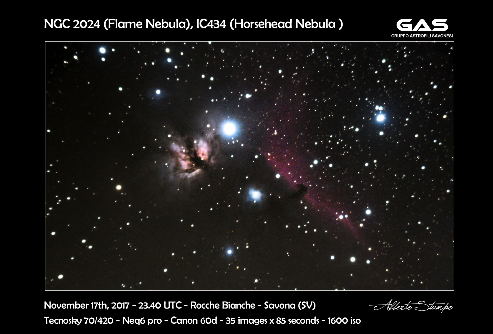 The Horsehead Nebula (and Flame Nebula) in Orion