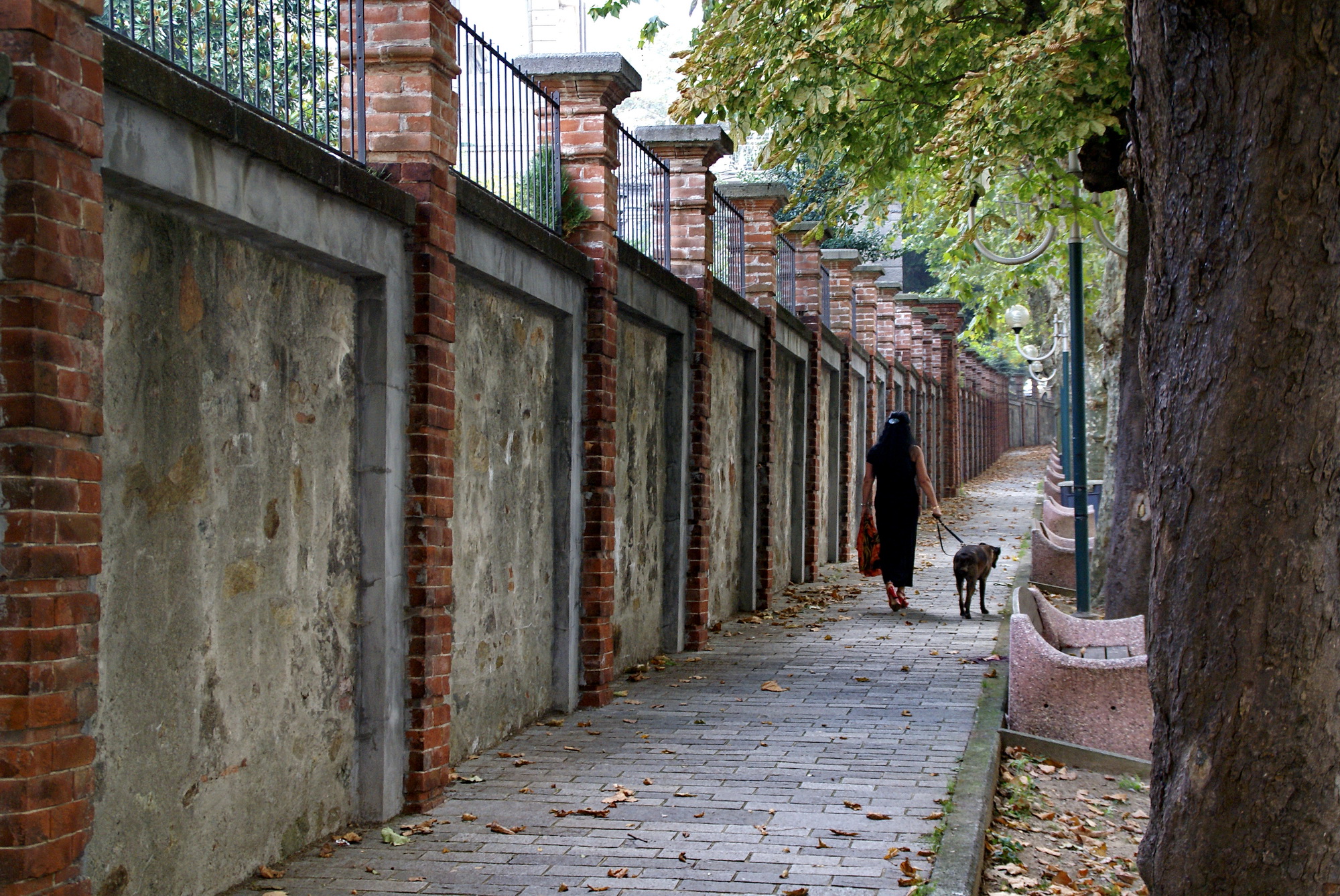 Walking along the course