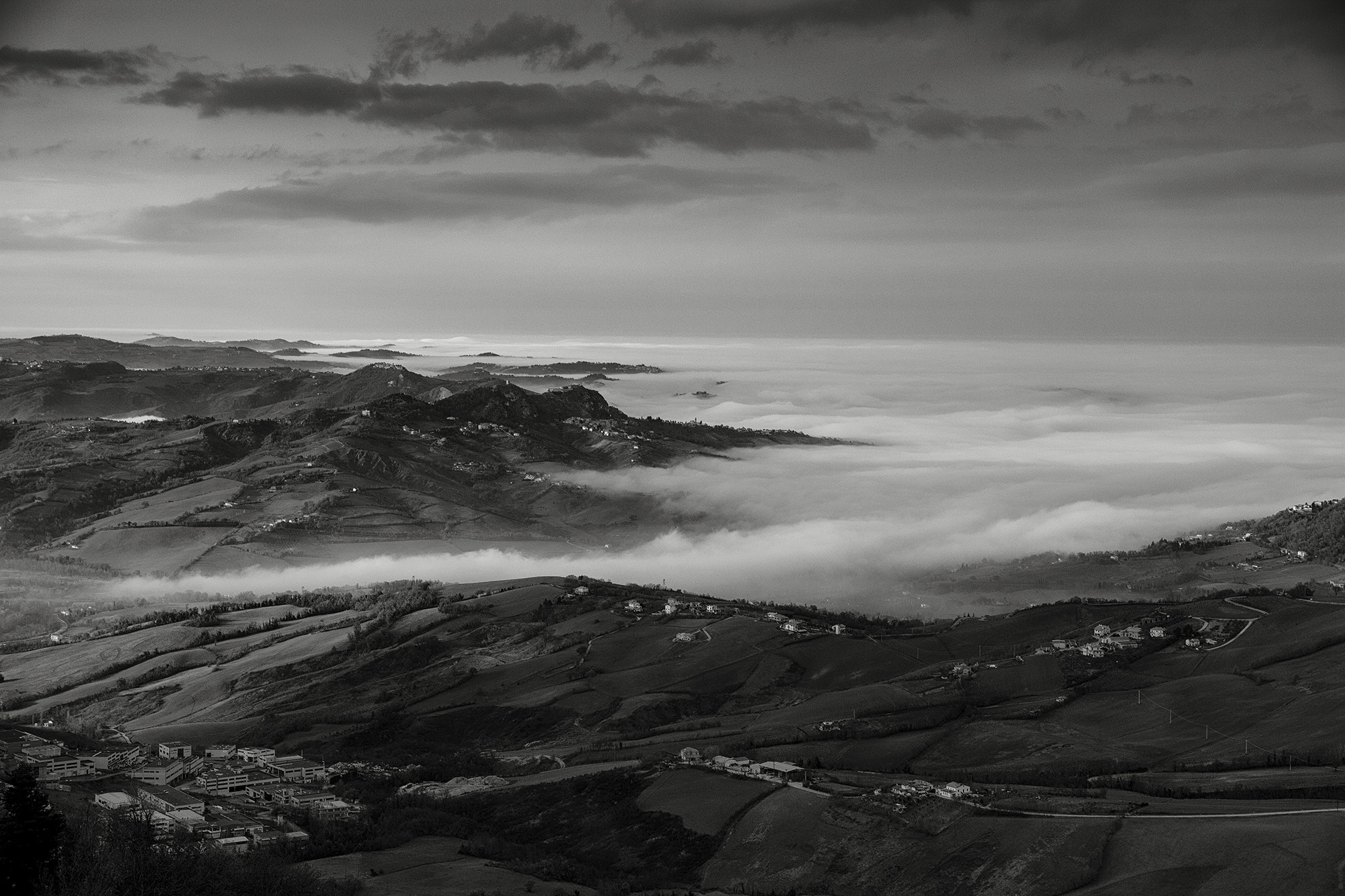 The fog the steep hills ...