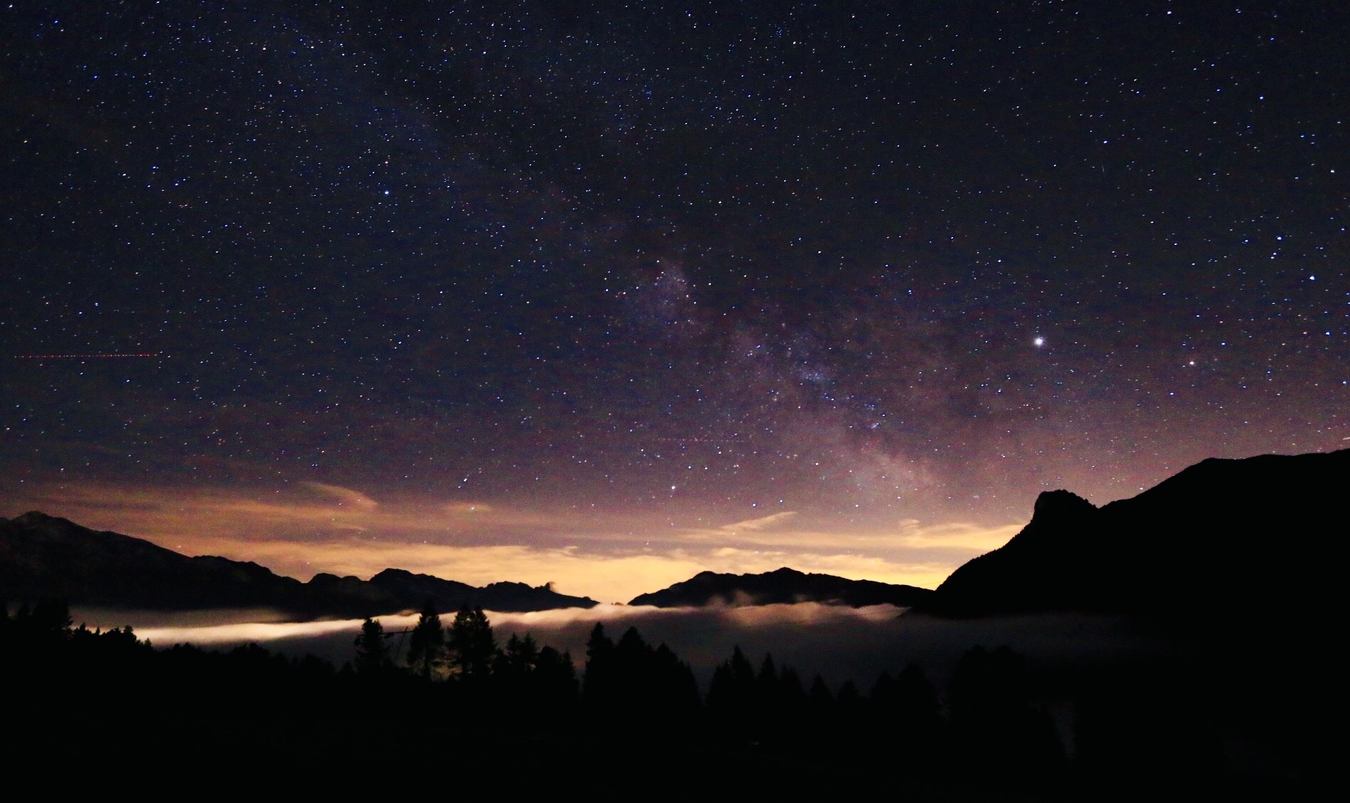 Costalunga Pass by night