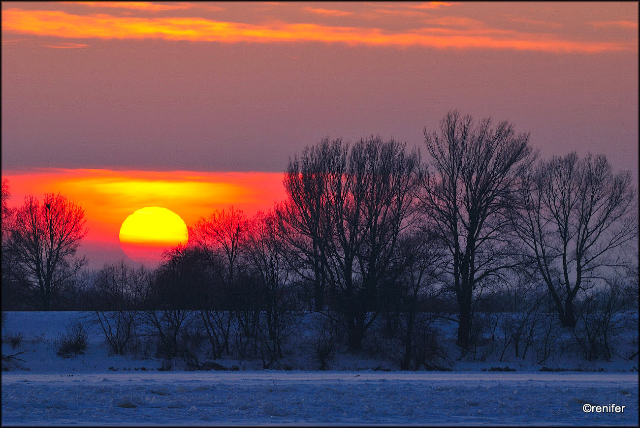 Sunset on the Vistula River in Warsaw