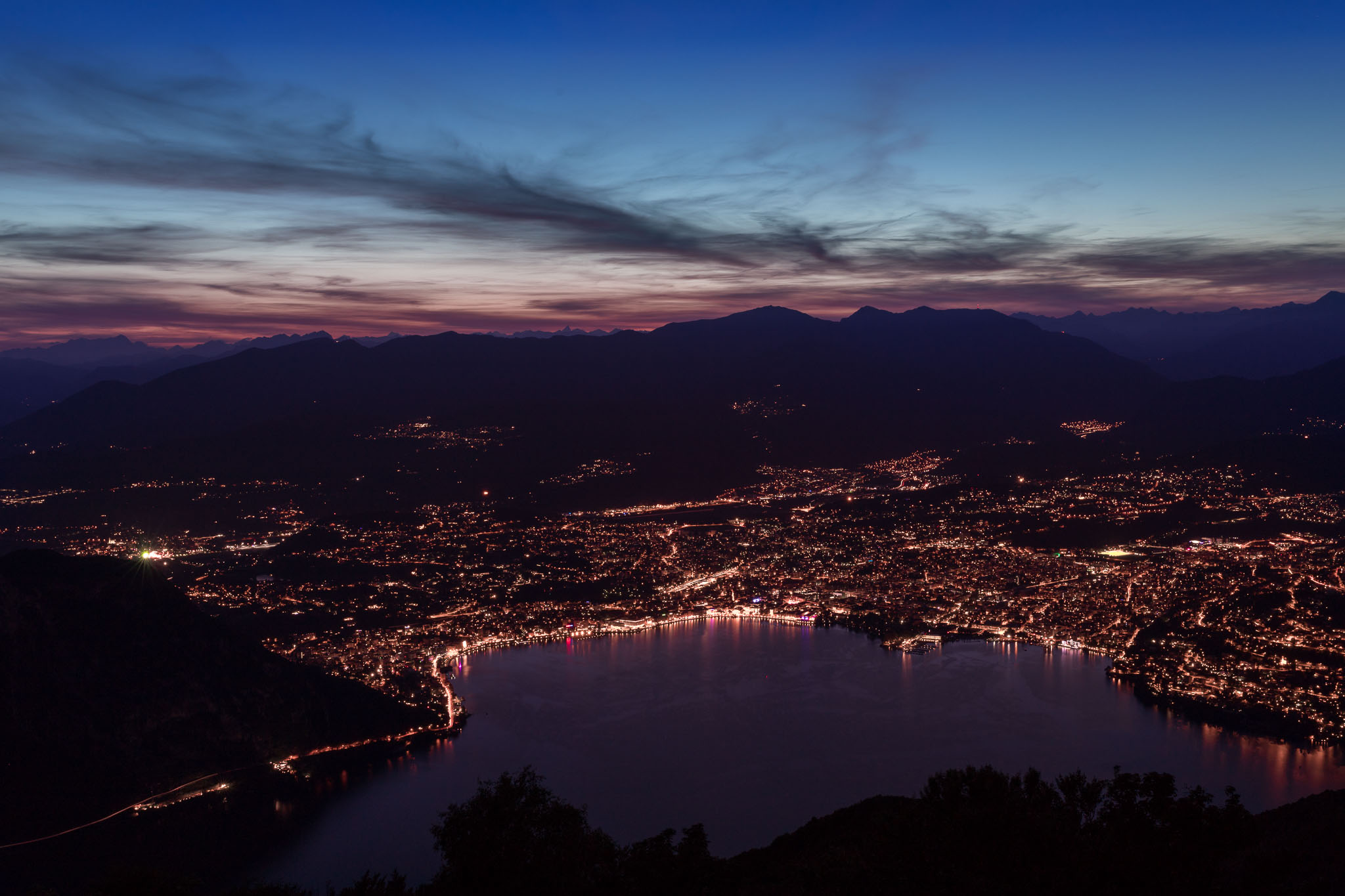 Panoramic view of Lugano from Lanzo d'Intelvi