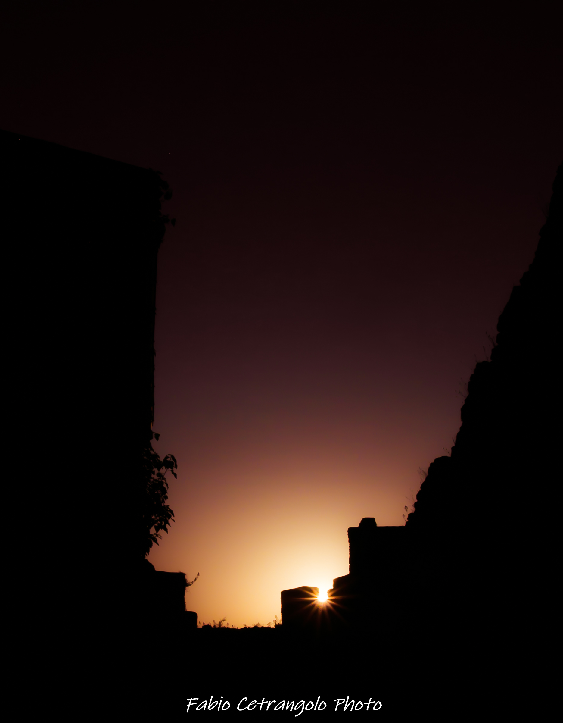 Old houses and sunset.