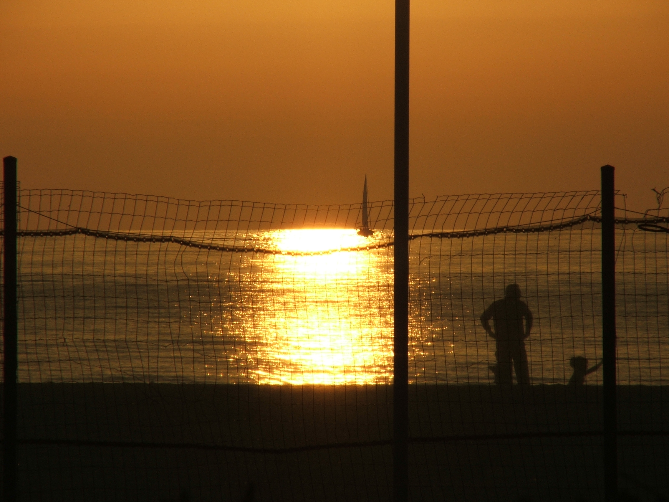 Tramonto dietro la rete