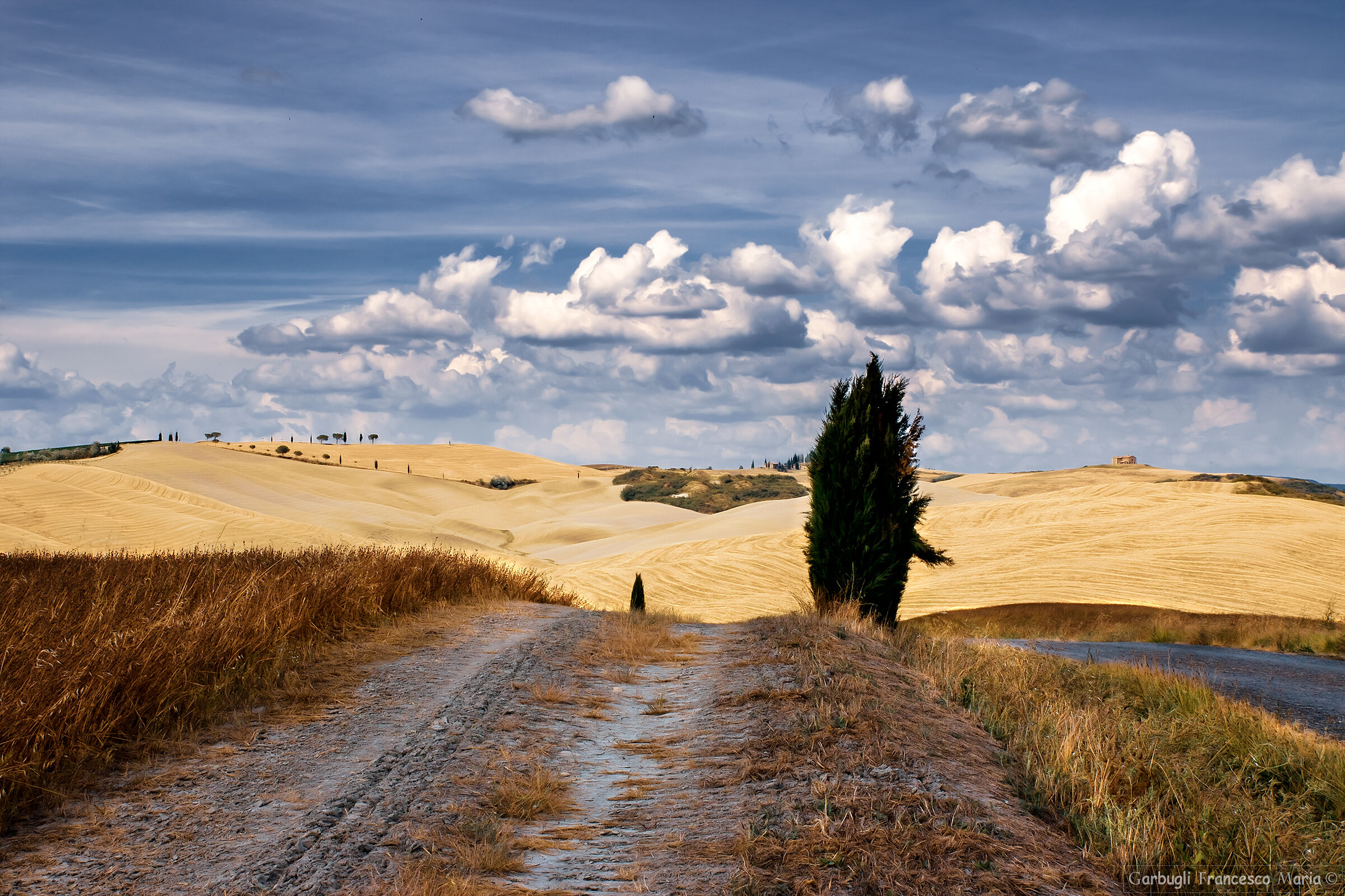 Walking through the hills of Val D'Orcia