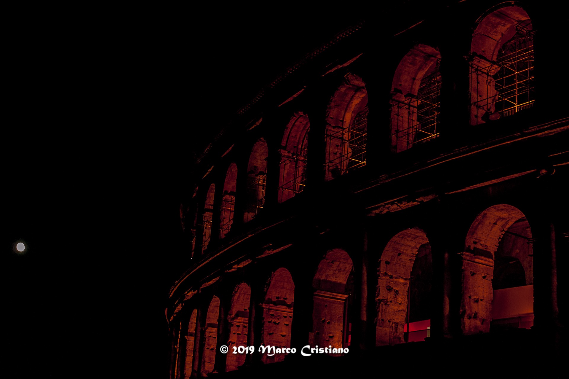 Colosseum on fire.