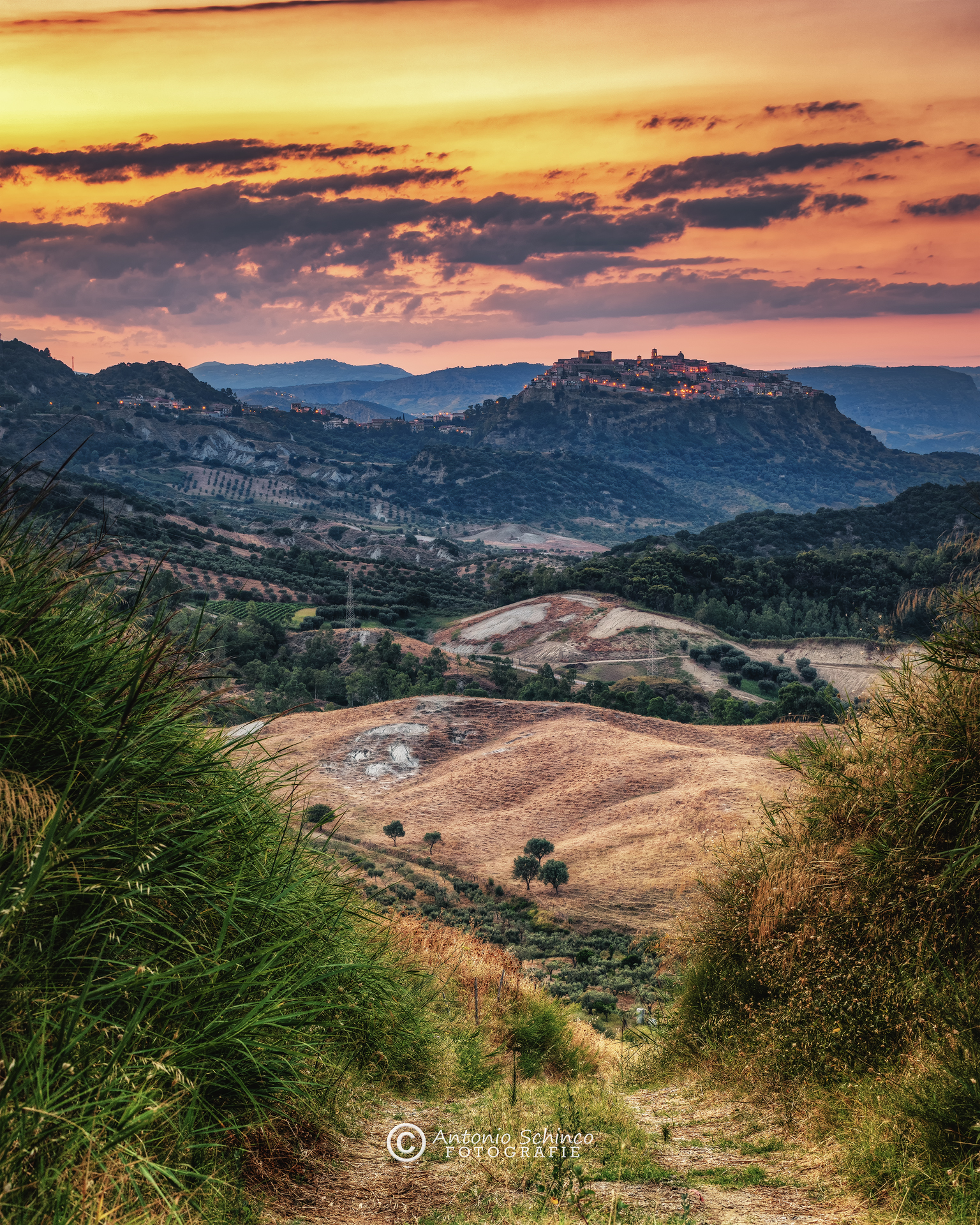 Santa Severina And His Hills At Sunset Lights