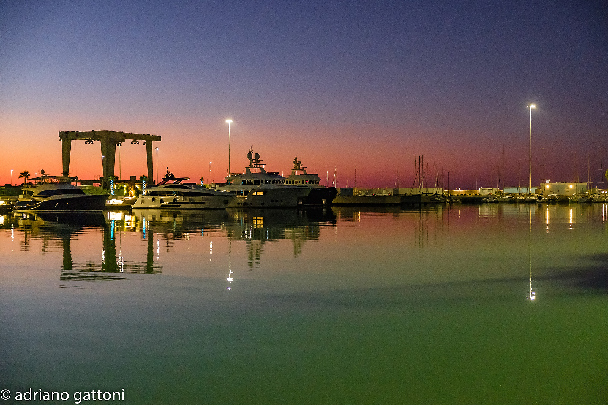 blue hour at the port of Pesaro