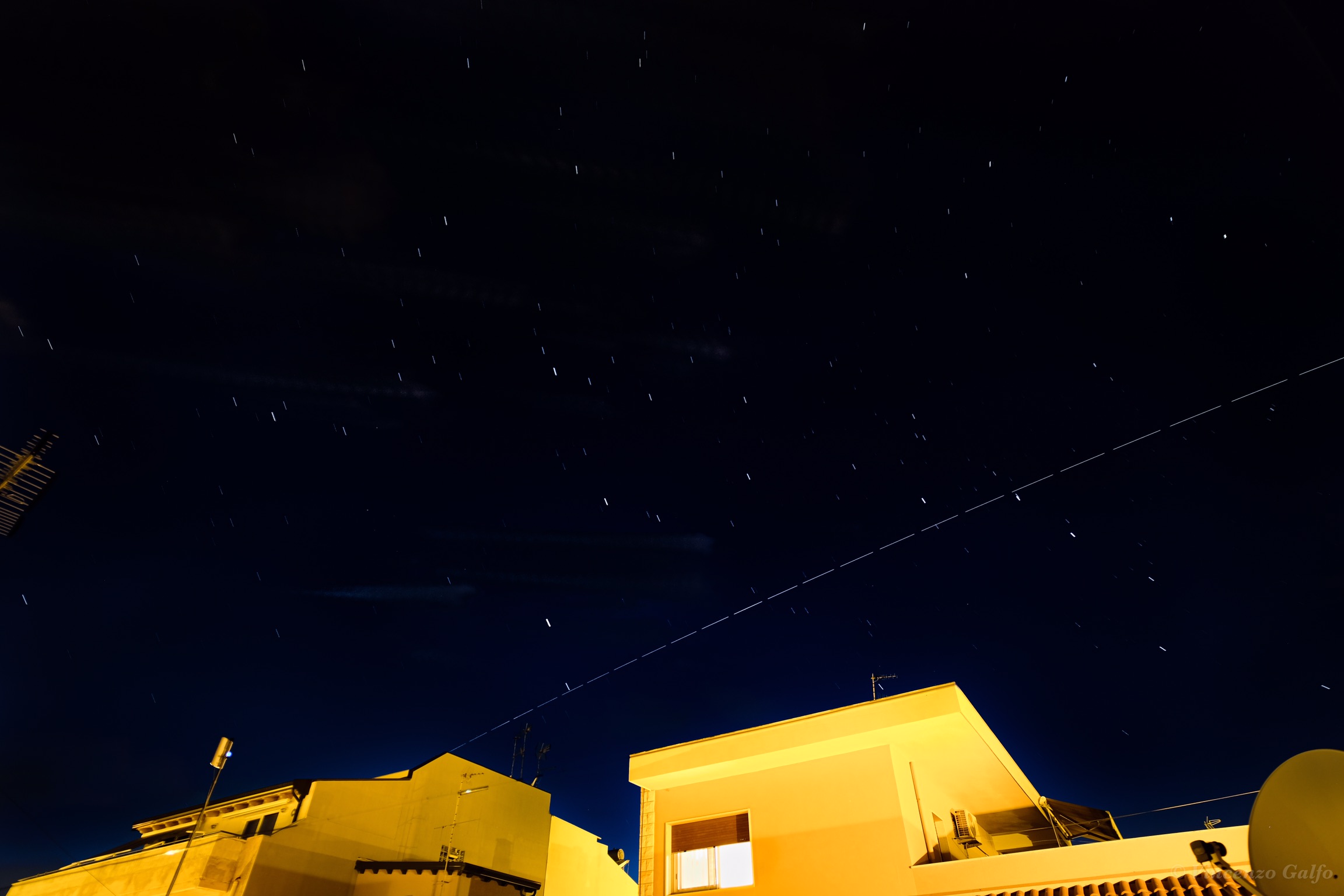Night sky and ISS passage