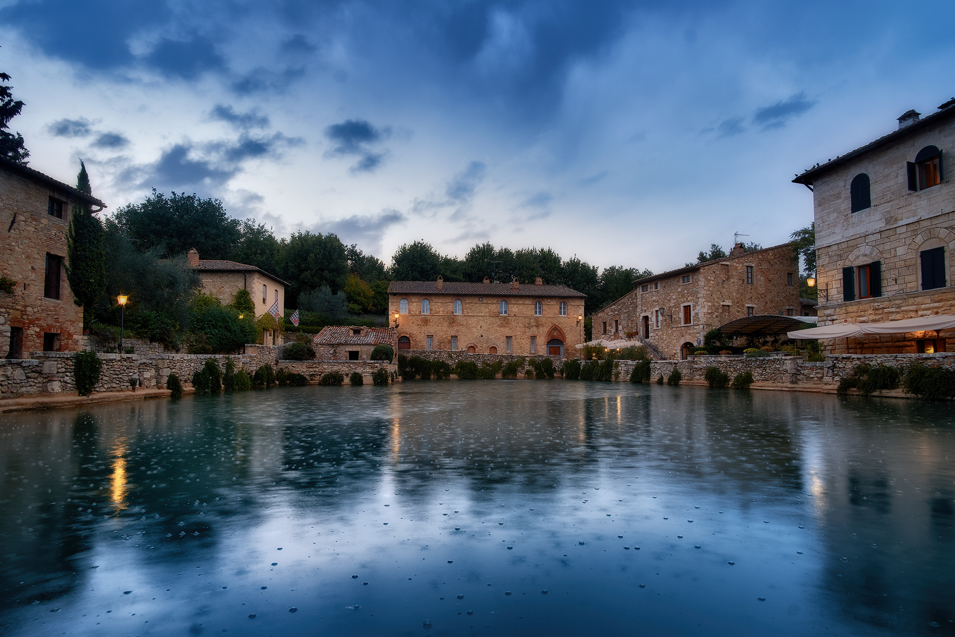 Rain in Bath Vignoni