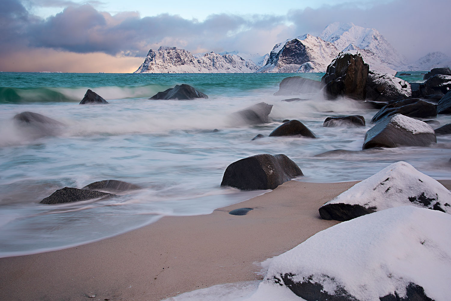 Spiaggia di Myrland in inverno - Isole Lofoten