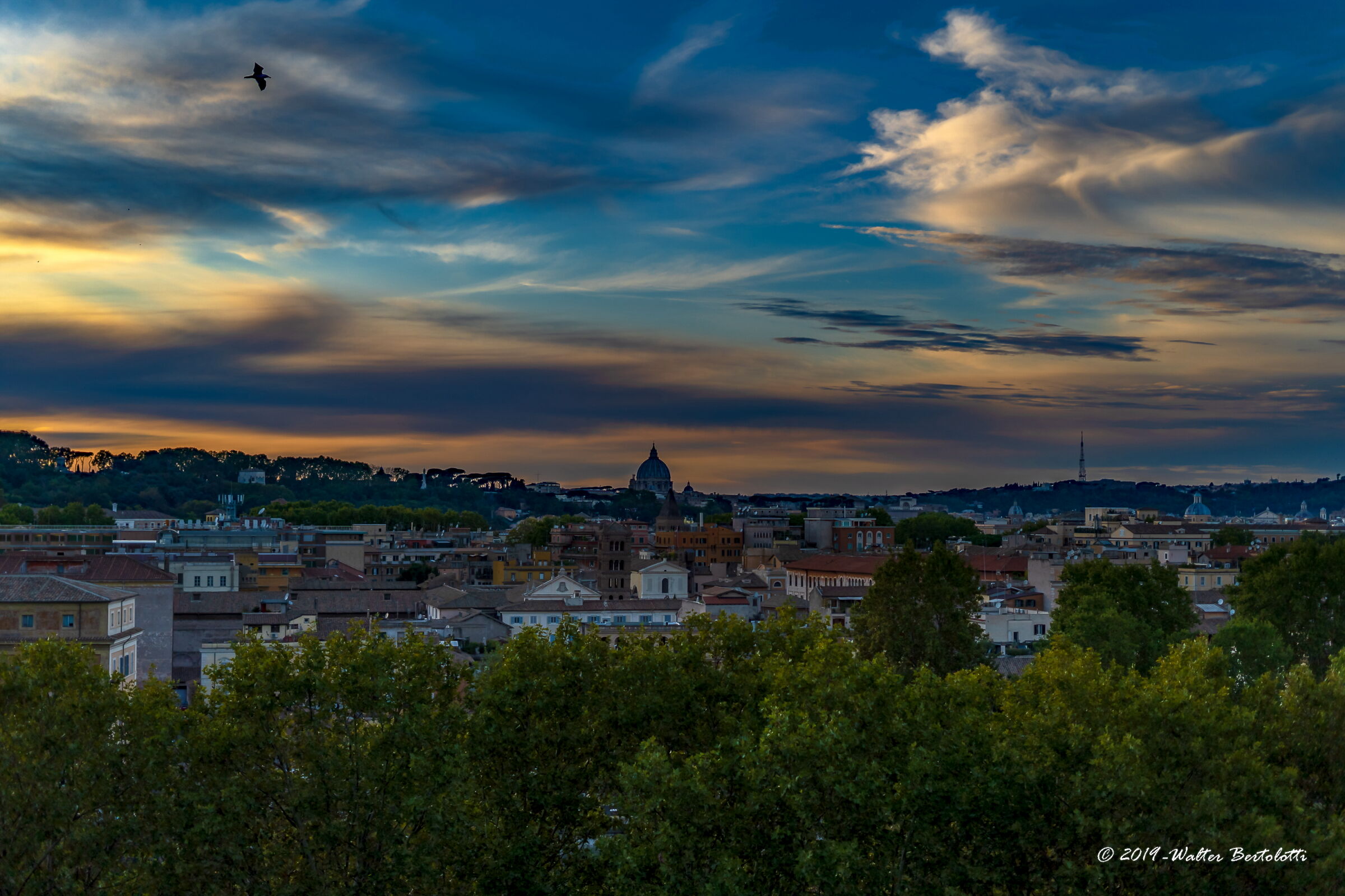 sunset from the terrace of the orange garden