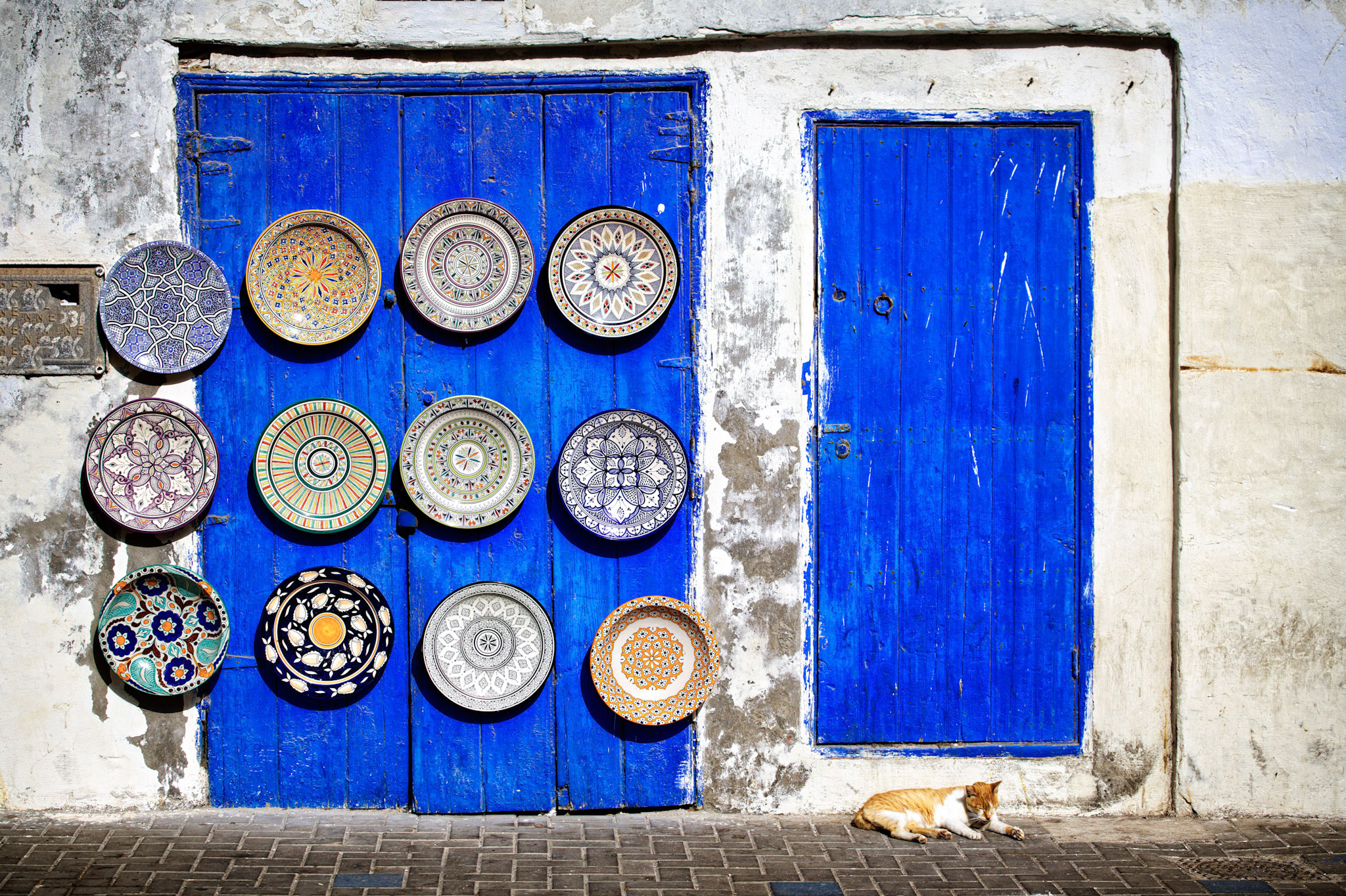 Dishes and cats in Mogador