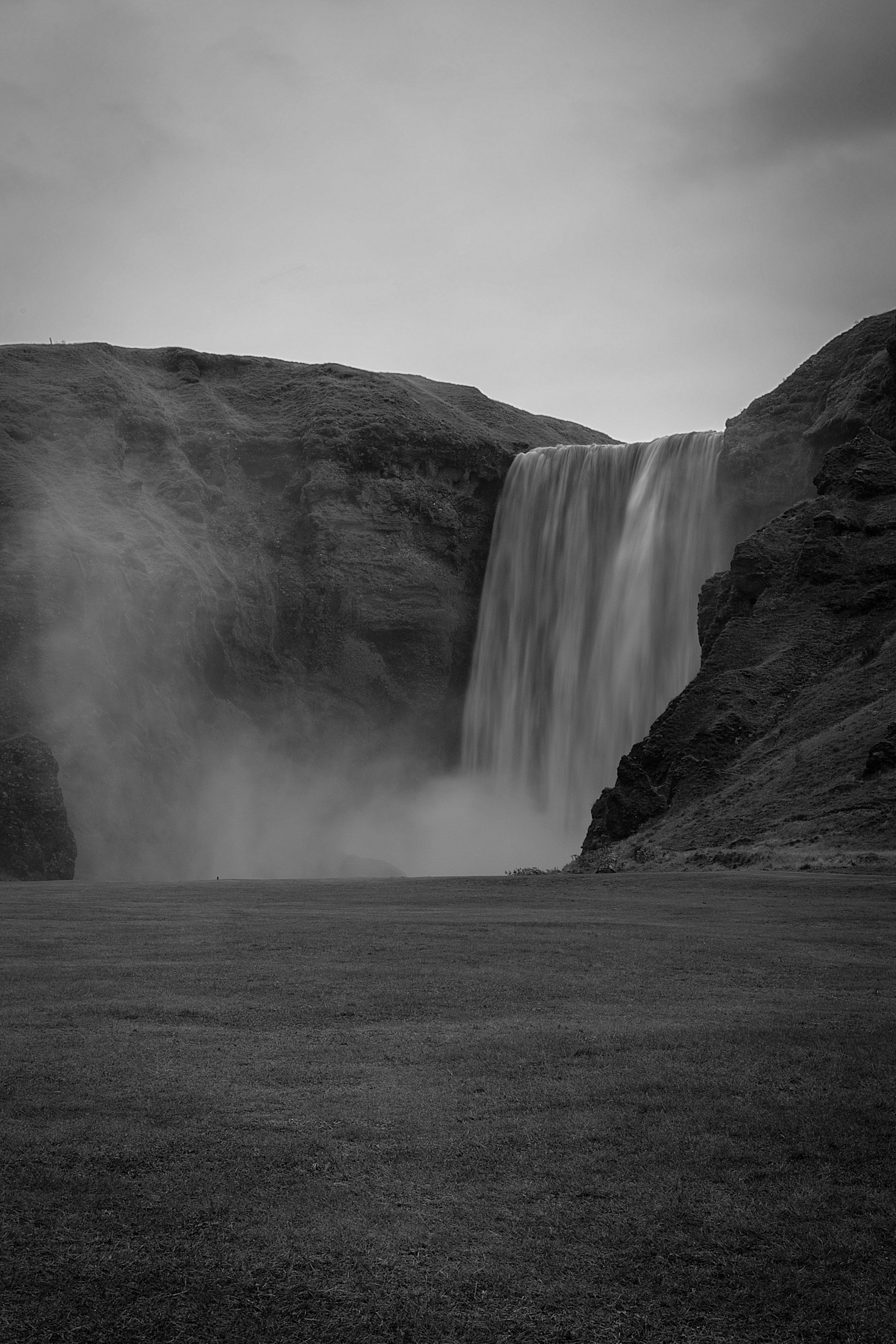 Skogafoss waterfall B & W