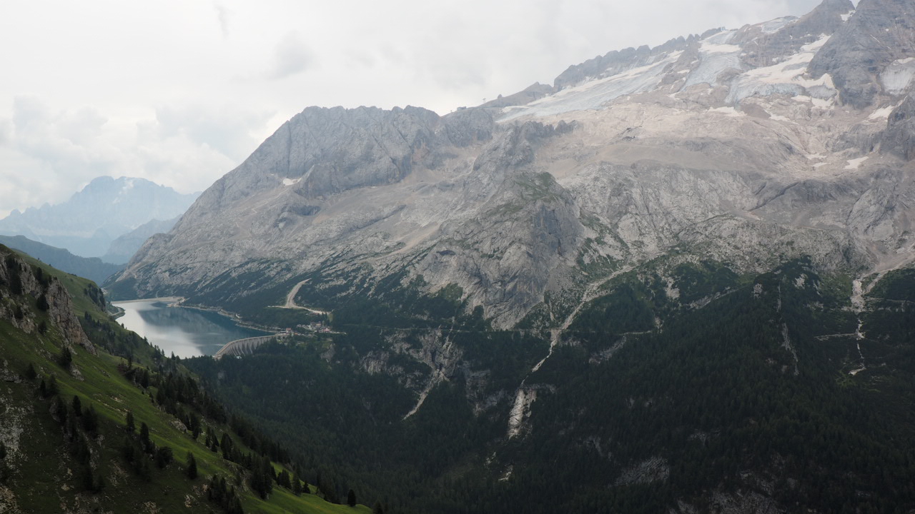 Marmolada Glacier and Lake Fedaia