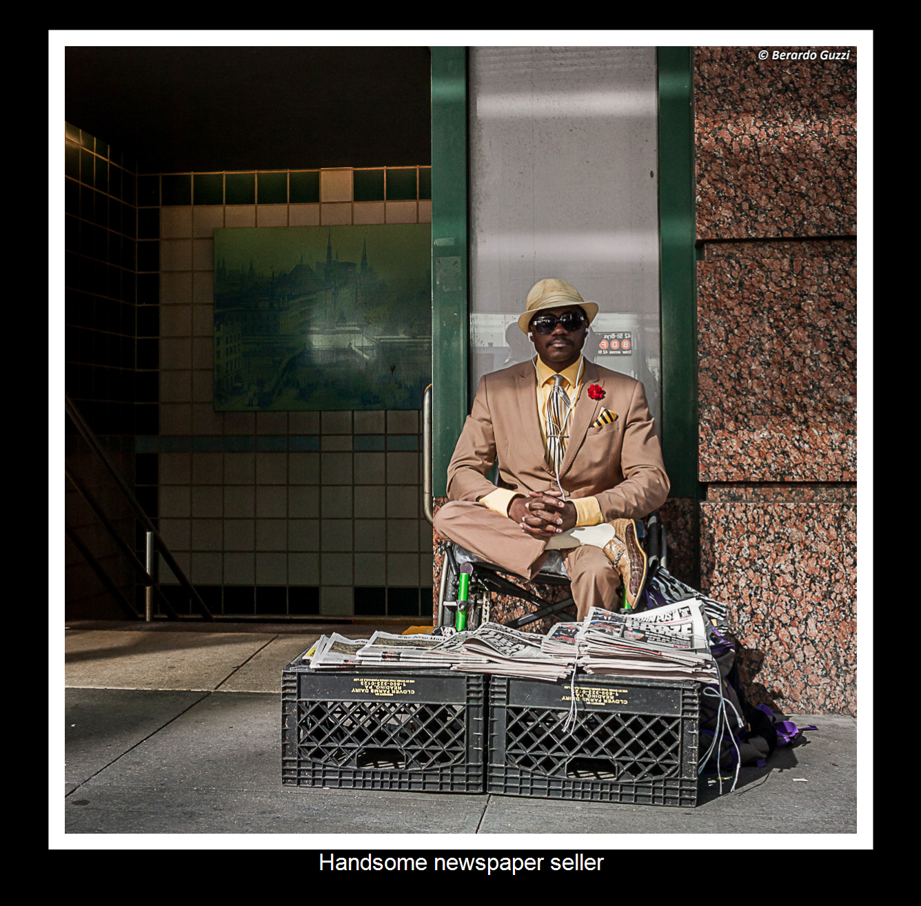 Handsome newspaper seller