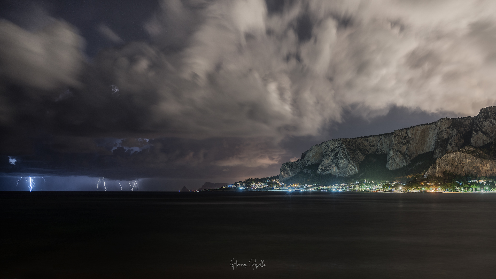 Lightning storm off Monte Pellegrino
