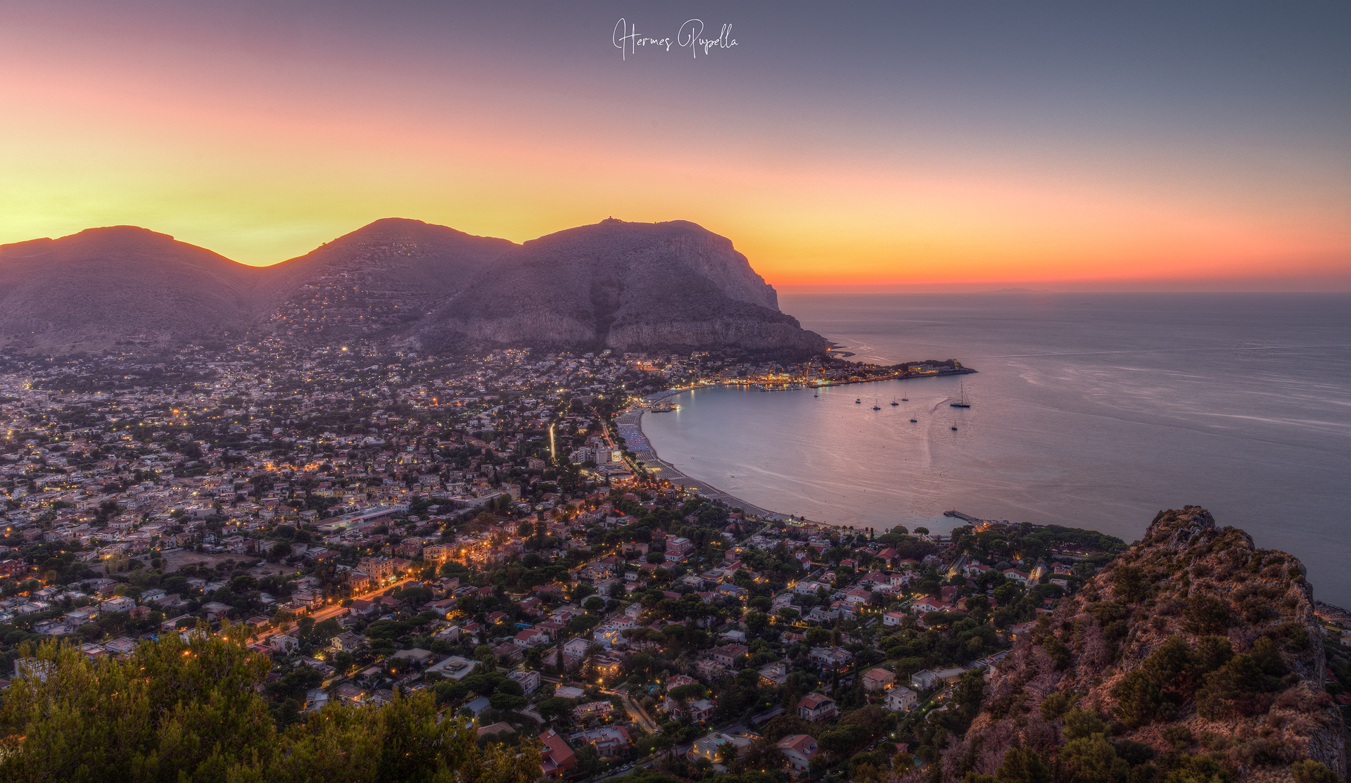 Gulf of Mondello at the golden hour