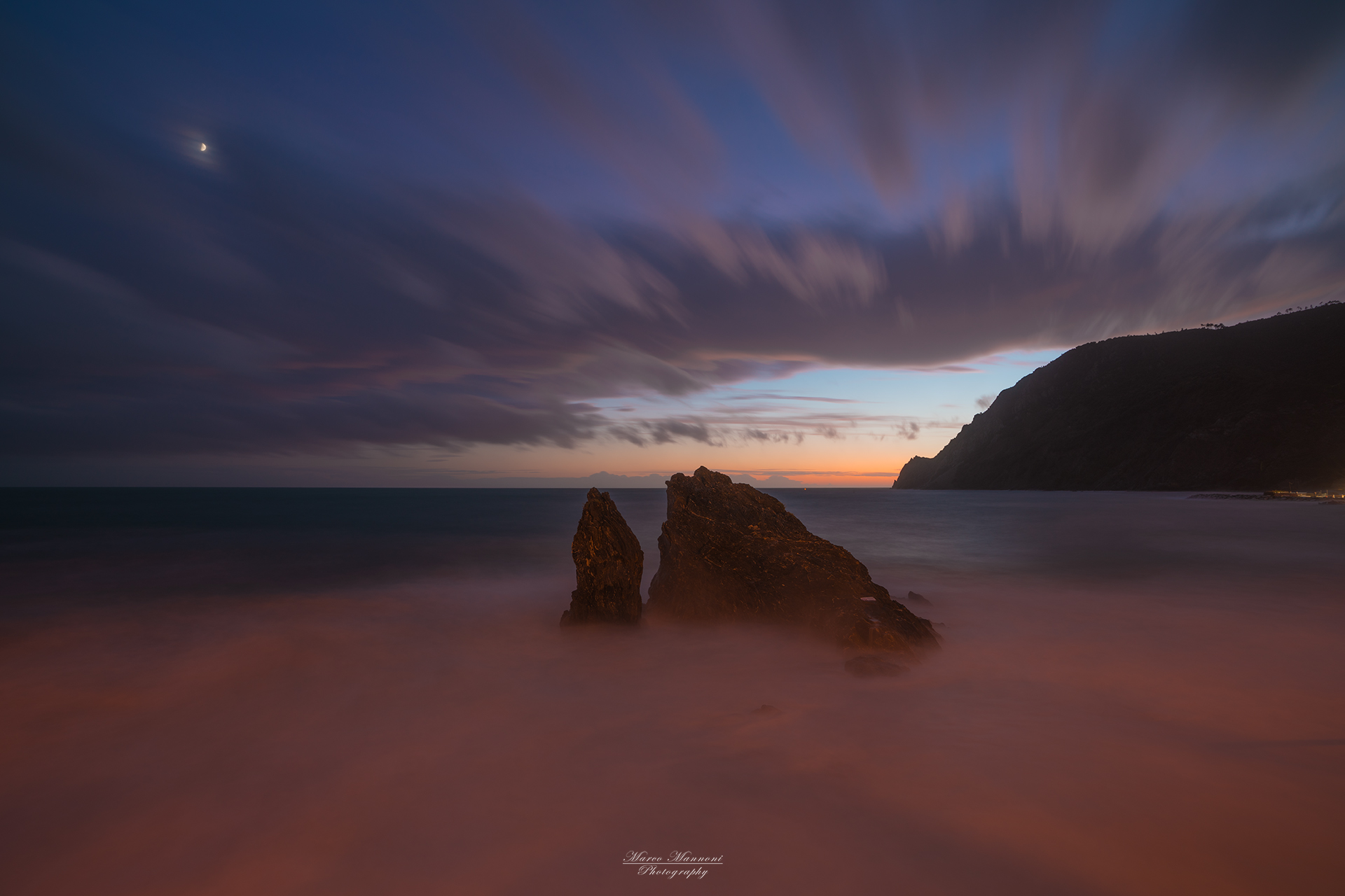 lunga esposizione al tramonto