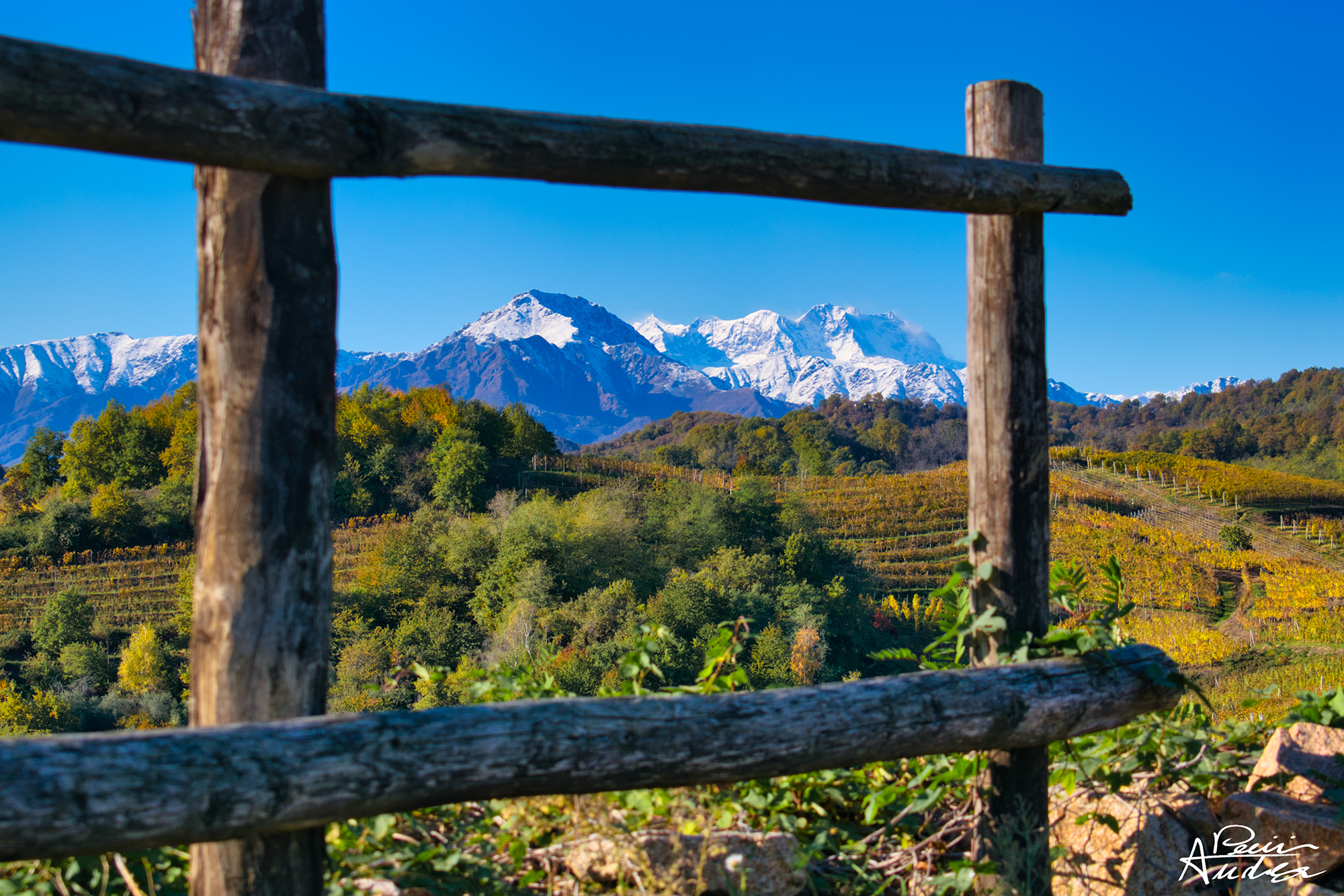 framed mountains, Mount Baron and Monte Rosa