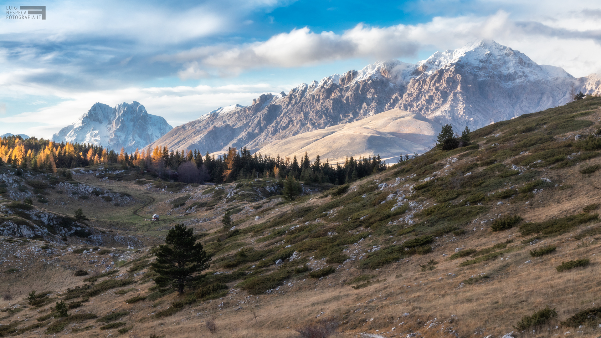 Il tramonto in autunno - Monte Prena a e Corno Grande