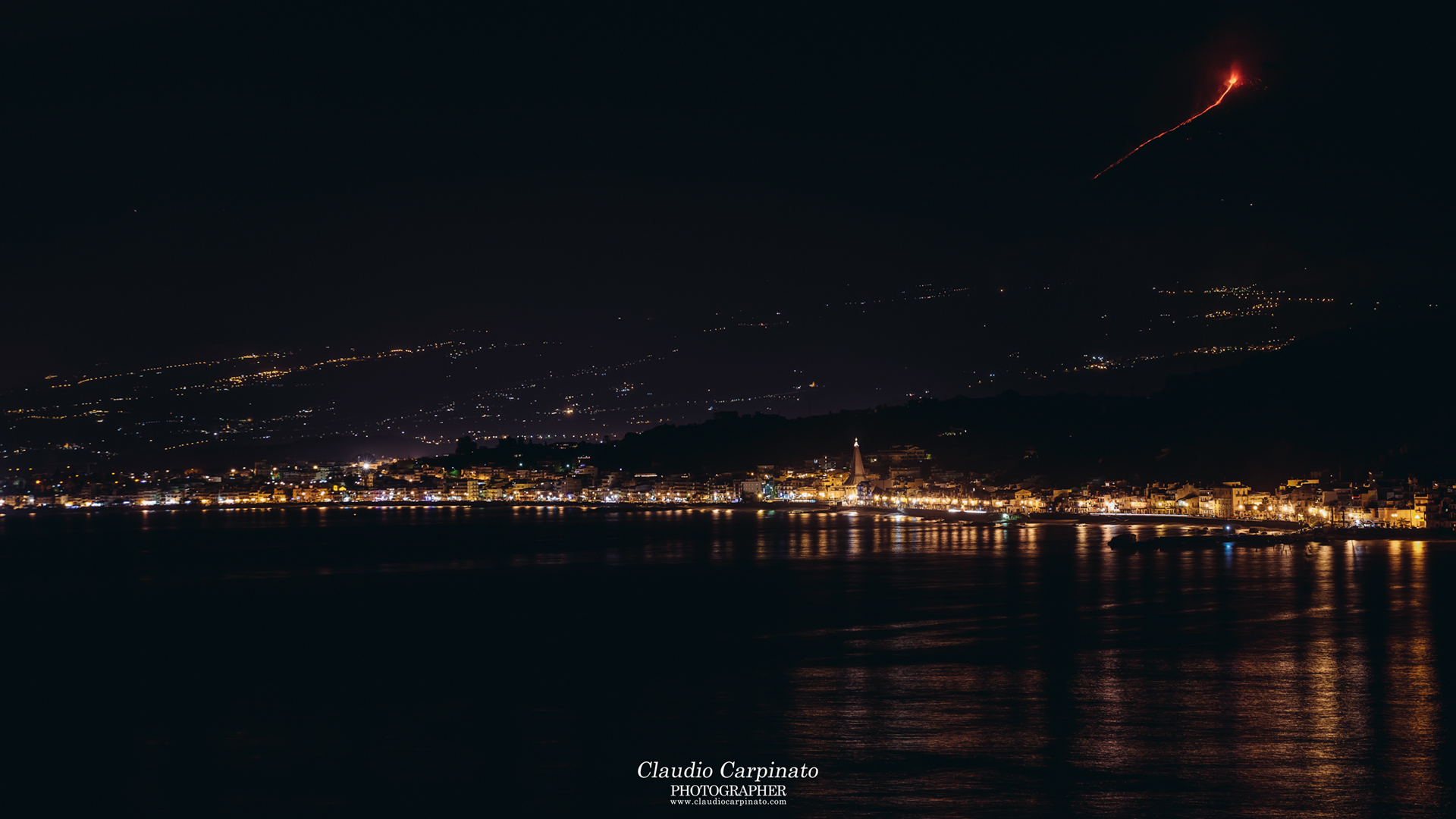 Etna, eruption as seen from Naxos Gardens